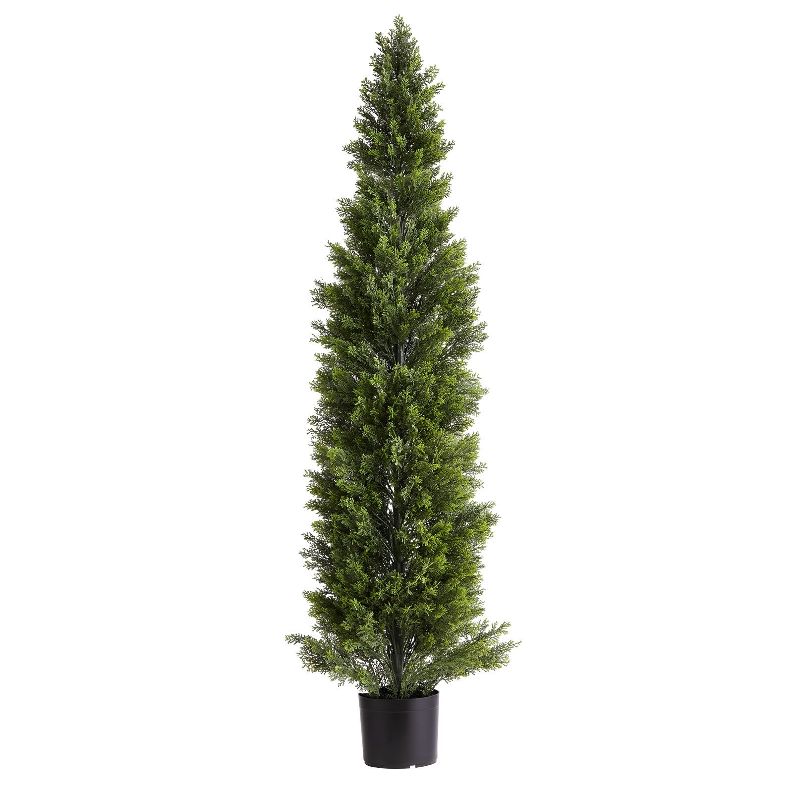 60-Inch Artificial Topiary Cedar Trees Set of 2 - Realistic Faux Pine Shrubs for Indoor & Outdoor Decor, Weather-Resistant with Heavy Base