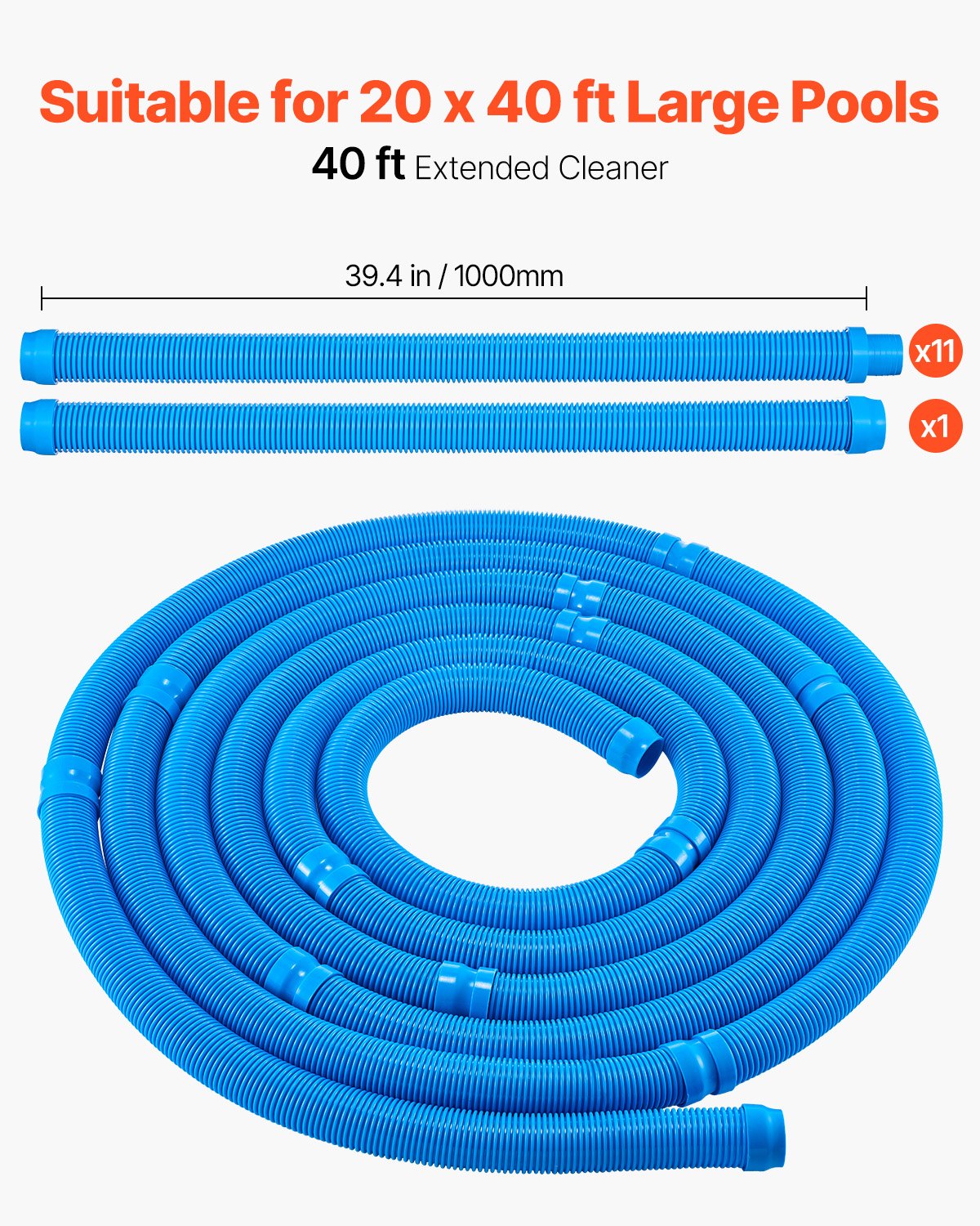 Efficient Automatic Suction Pool Cleaner with 2 Wheels for In-Ground & Above-Ground Pools, 20x40 ft, Perfect for Various Surfaces & Quick Assembly