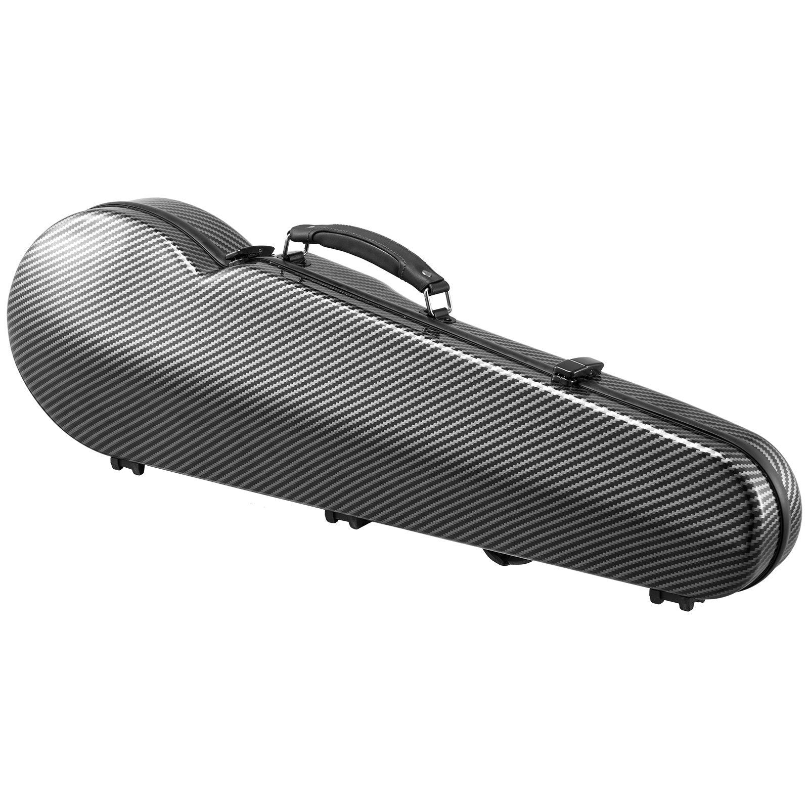 Lightweight 4/4 Violin Case with Hygrometer and Dual Straps, Anti-Scratch Carbon Fiber, Plush Lining, Triangular for Travel