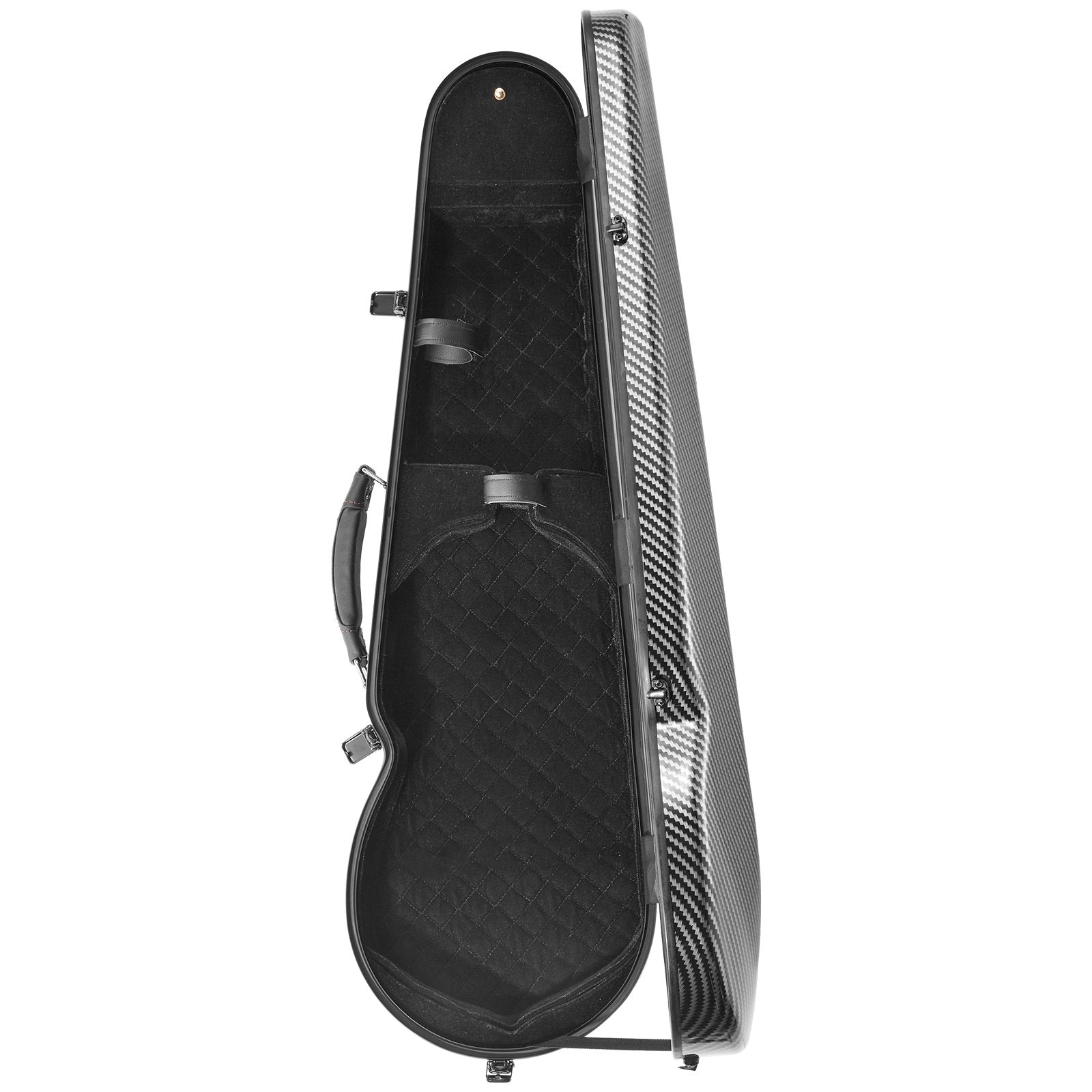 Lightweight 4/4 Violin Case with Hygrometer and Dual Straps, Anti-Scratch Carbon Fiber, Plush Lining, Triangular for Travel