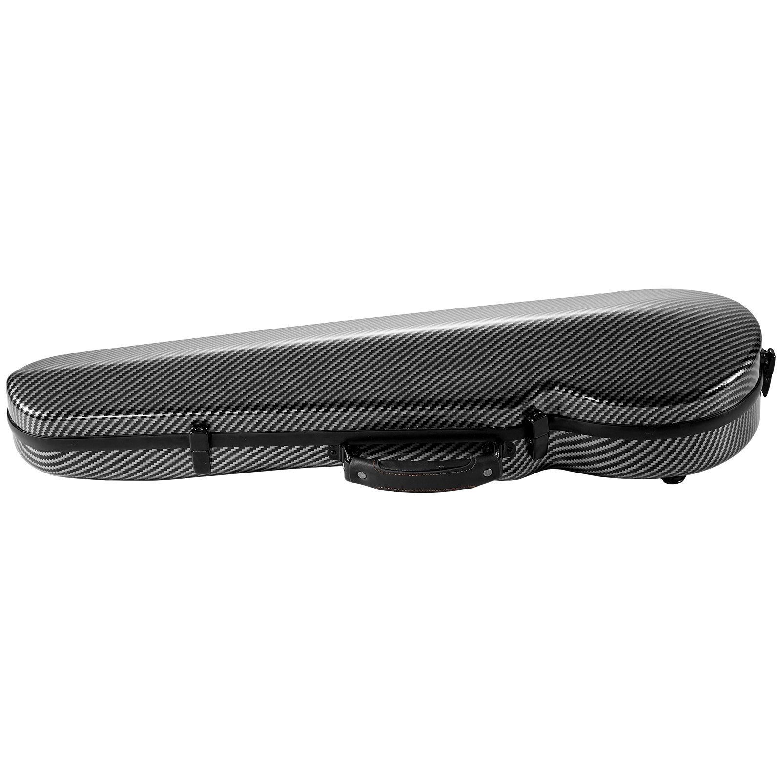 Lightweight 4/4 Violin Case with Hygrometer and Dual Straps, Anti-Scratch Carbon Fiber, Plush Lining, Triangular for Travel