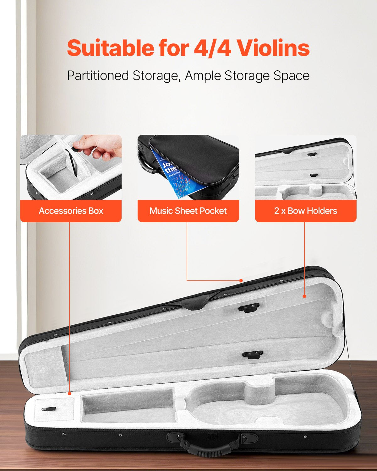 Premium 4/4 Violin Case - Waterproof Nylon, Lightweight, Plush Lining, Dual Straps, Anti-Scratch, Triangular Design for Travel & Protection