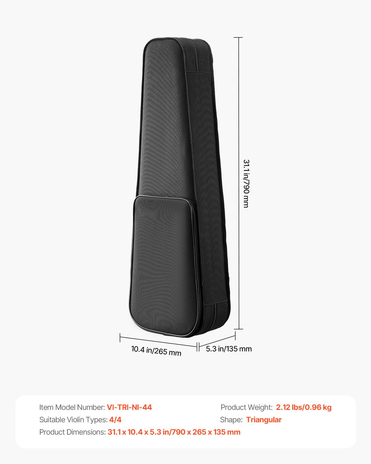 Premium 4/4 Violin Case - Waterproof Nylon, Lightweight, Plush Lining, Dual Straps, Anti-Scratch, Triangular Design for Travel & Protection