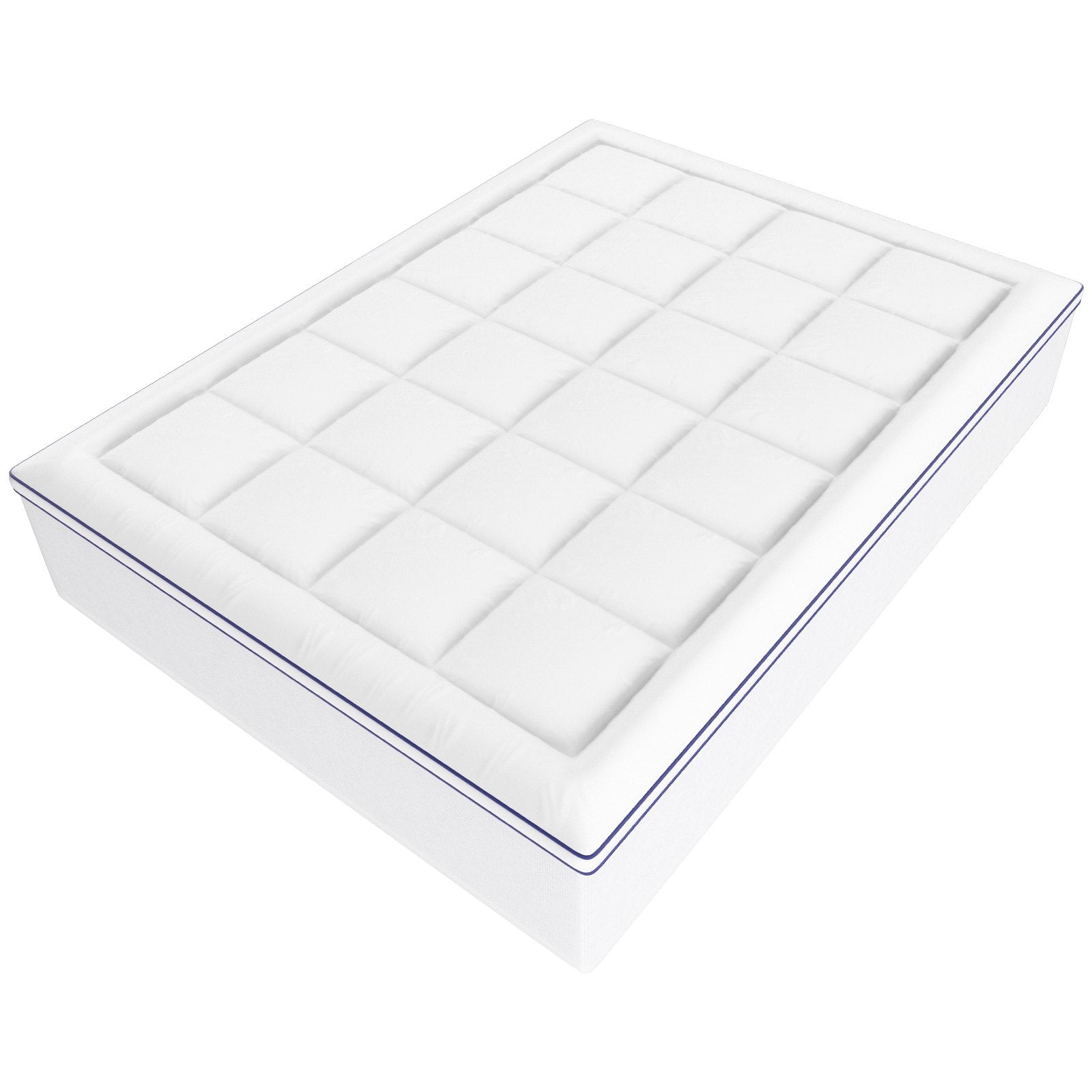 Queen Size Mattress Topper with Cooling Fiber Fill, 1" Thickness, Detachable & Washable Layer, Bedside Pocket for Small Items