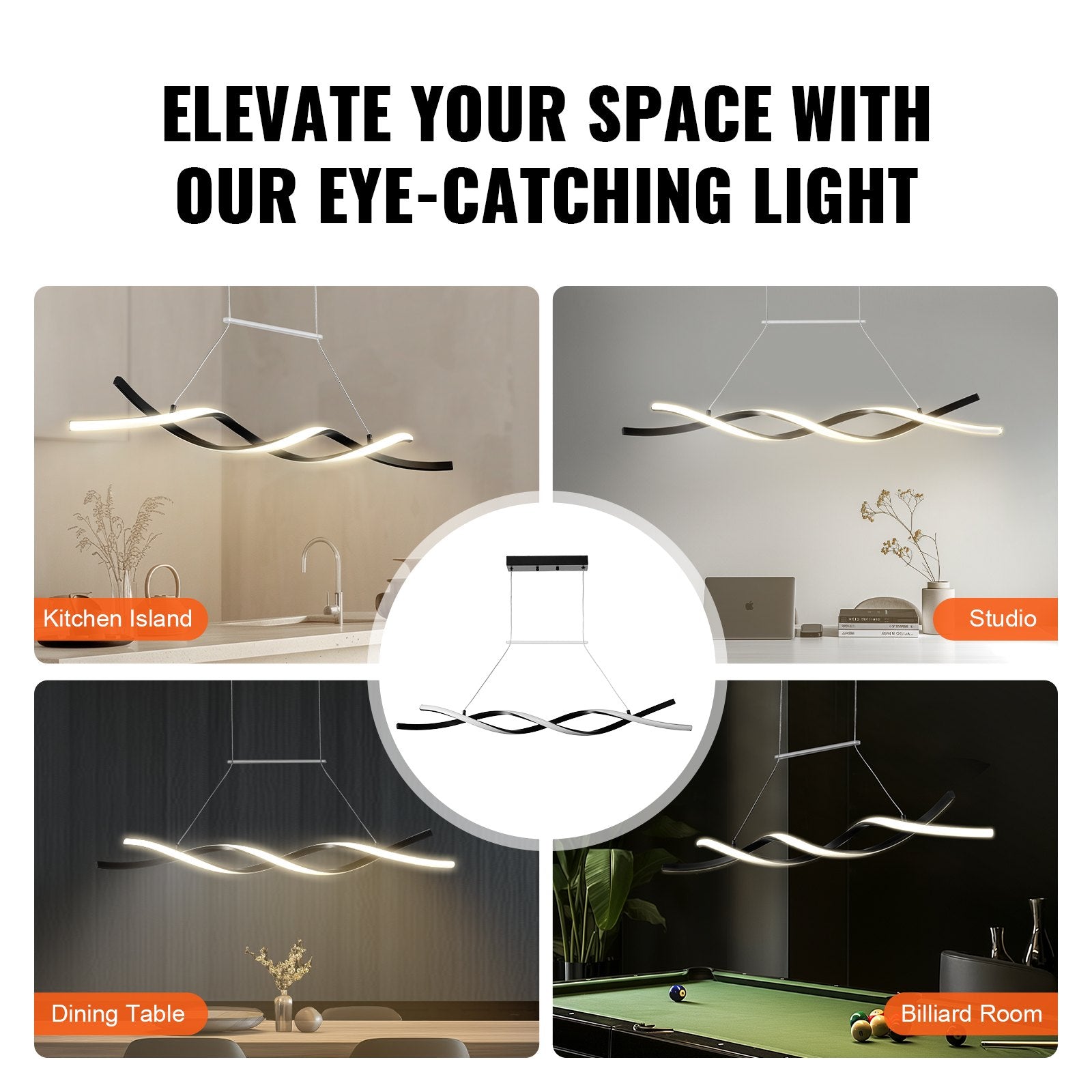 Modern 24W LED Chandelier Pendant Light, Dimmable with Adjustable Color Temperature, Silicone Lampshade for Dining & Kitchen Spaces