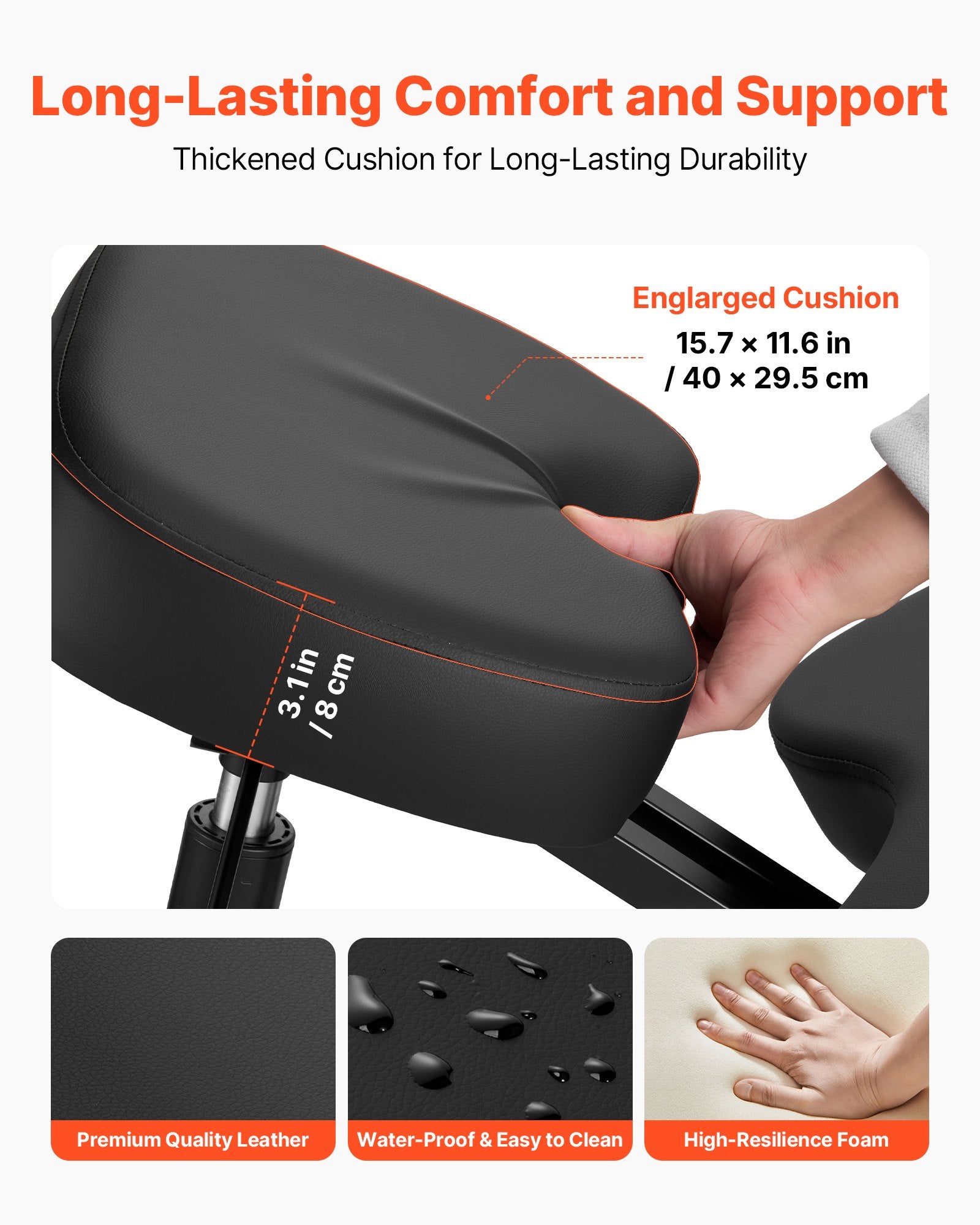 Ergonomic X-Shaped Adjustable Kneeling Chair with Wheels, Thick Foam Cushions for Neck & Back Pain Relief in Home, Office, Meditation