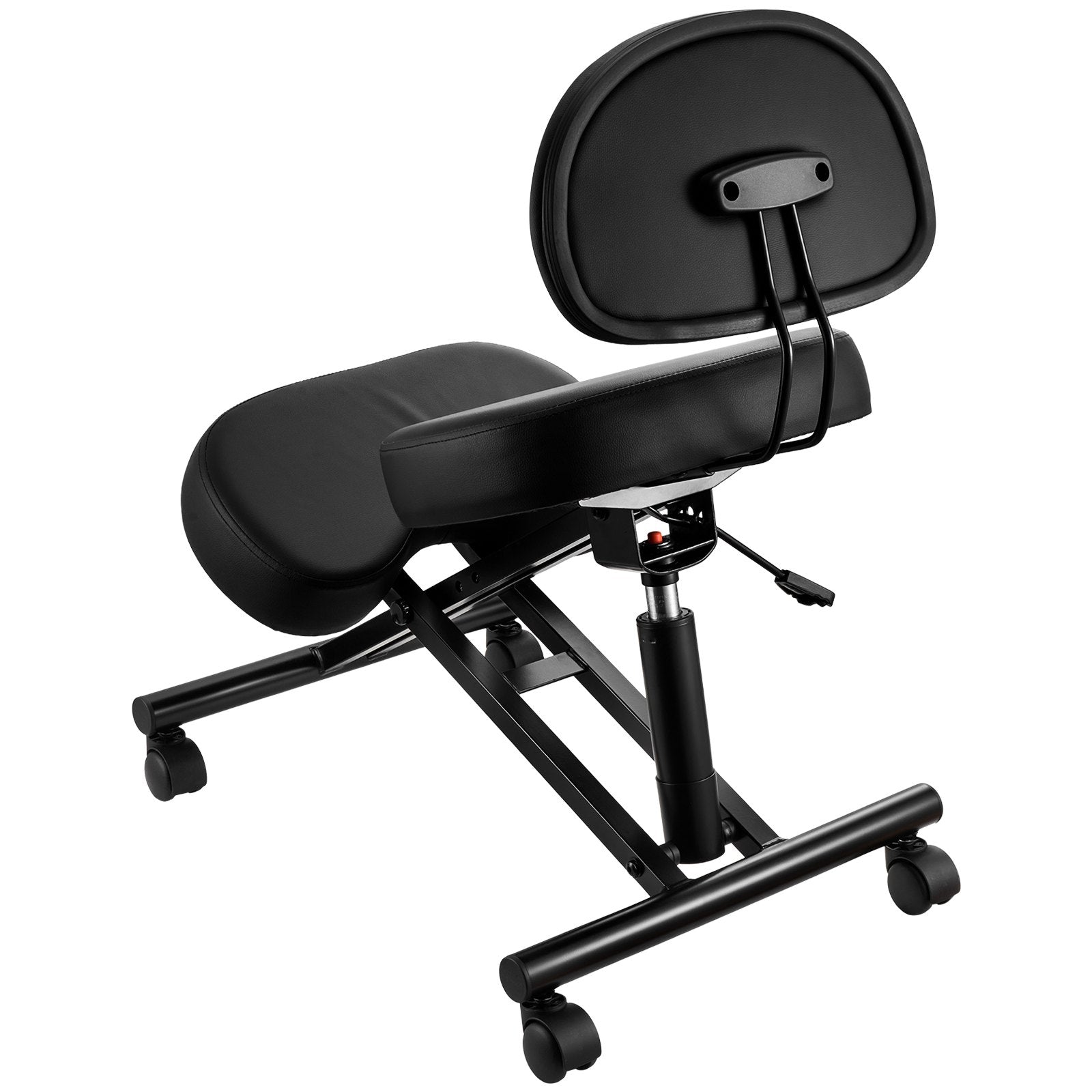 Ergonomic Kneeling Chair with Backrest, Adjustable Height & Wheels, Thick Foam Cushions for Neck & Back Pain Relief, Home Office Meditation