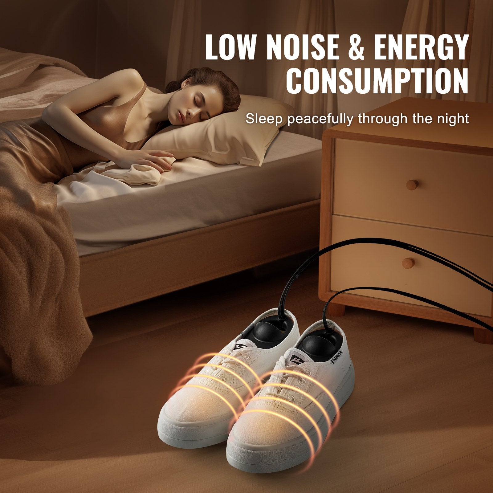 Portable Electric Shoe & Boot Dryer with UVA, Deodorizing Warmers for Quick Drying of Slippers, Leather & Canvas Shoes, Socks - Black/Orange