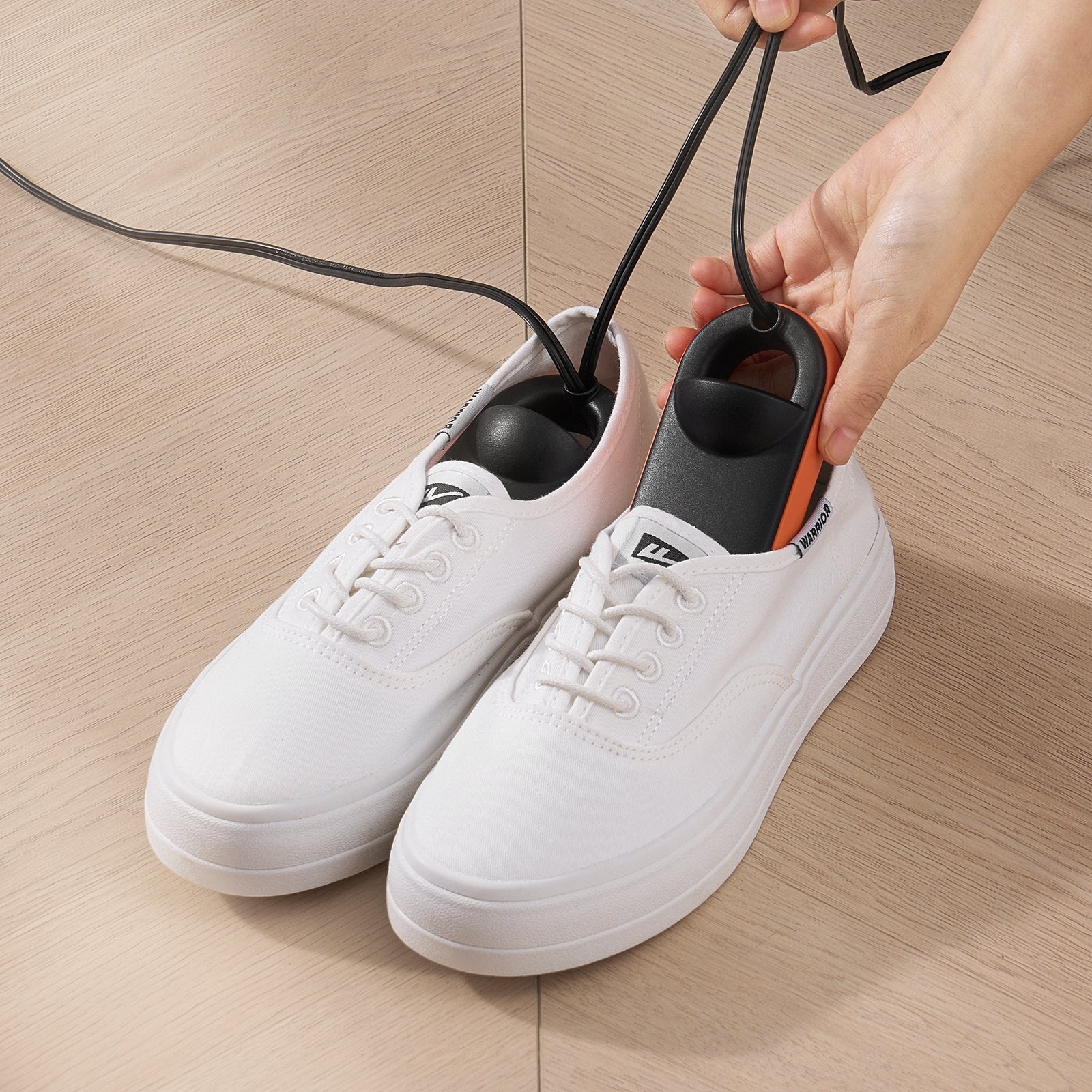 Portable Electric Shoe & Boot Dryer with UVA, Deodorizing Warmers for Quick Drying of Slippers, Leather & Canvas Shoes, Socks - Black/Orange
