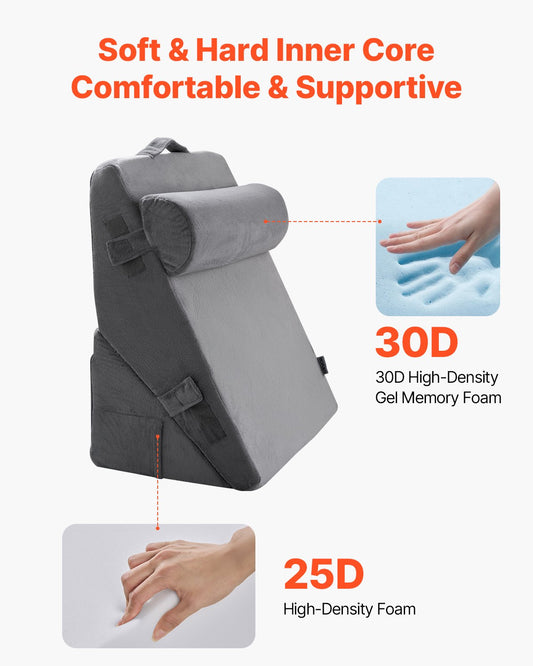 Orthopedic Bed Wedge Pillow Set - Adjustable Foam Support for Acid Reflux, Back Pain, Snoring, Post Surgery Comfort, Washable Cover