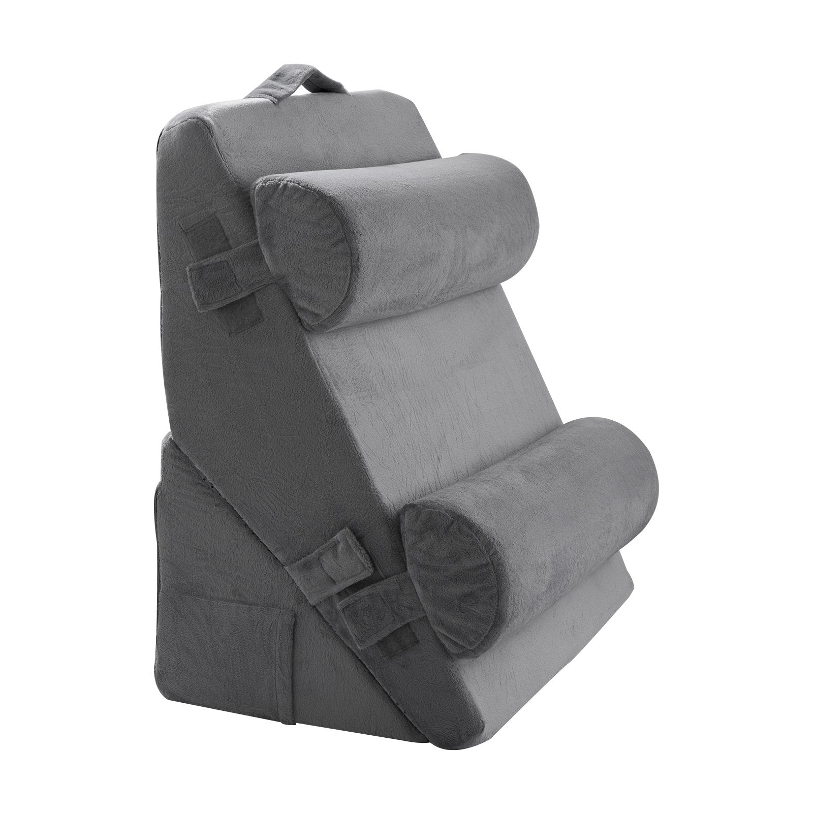 Adjustable Orthopedic Wedge Pillow Set for Sleeping, Post-Surgery Support, Acid Reflux, Back Pain, Snoring Relief, Dark Grey Velvet