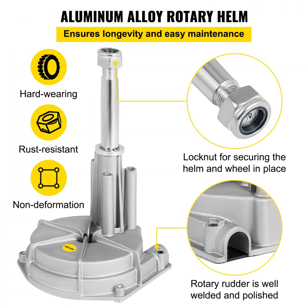 VEVOR Outboard Steering System 12' Outboard Steering System with 13" Wheel Durable Marine Steering System Boat Steering Cable