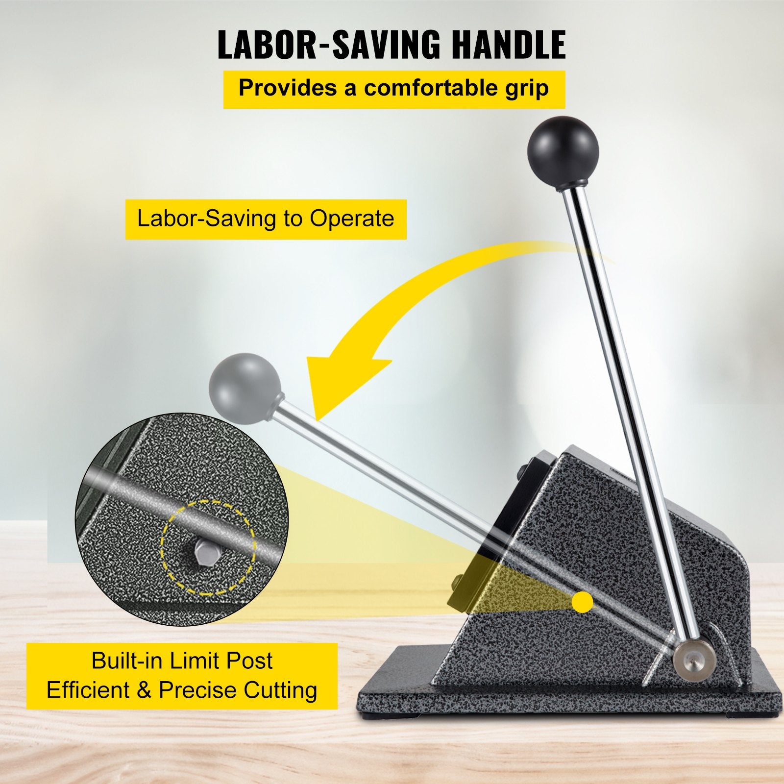 Heavy-Duty Cast Iron Round Punch Die Cutter with Steel Blade for 1.25" Badges - Manual Graphic Punch Press for Precision Cutting