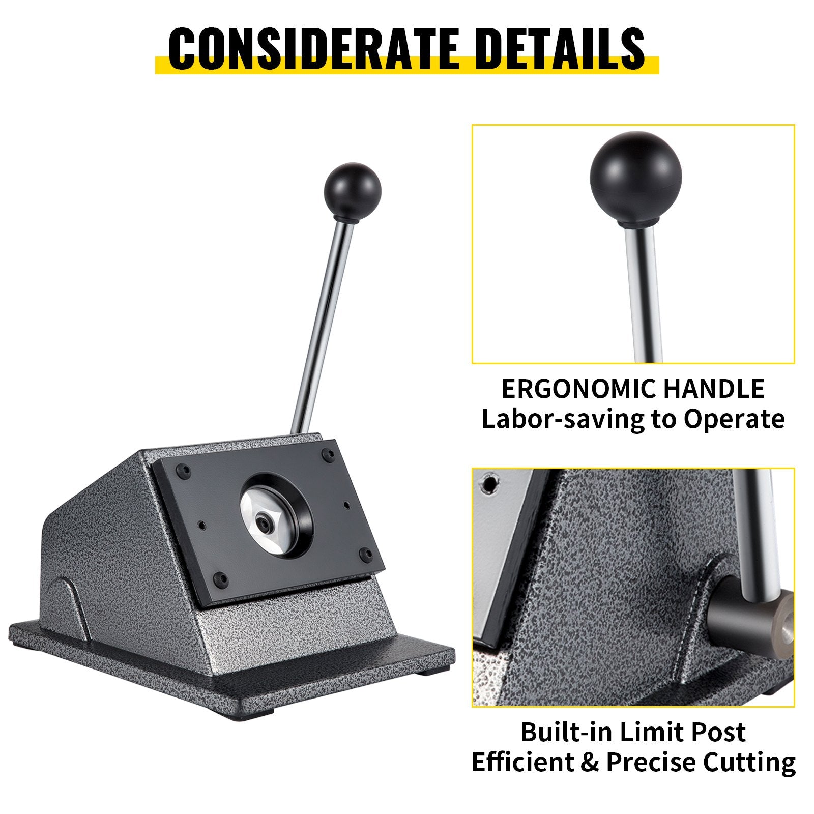 Heavy-Duty 44mm Round Punch Die Cutter with Carbon Steel Blade for Effortless Badge Making – Cast Iron Manual Press, Ergonomic Design