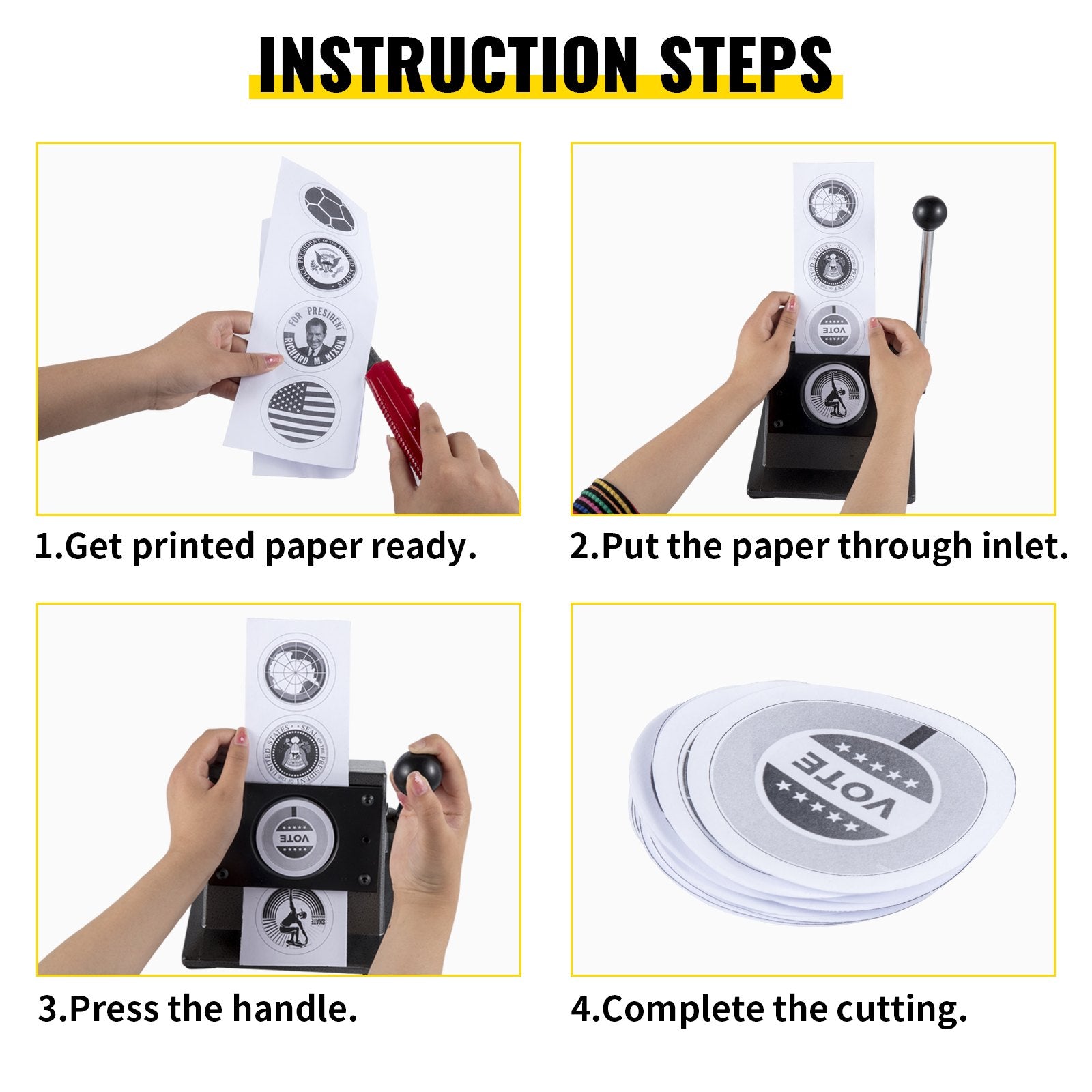 Heavy-Duty 44mm Round Punch Die Cutter with Carbon Steel Blade for Effortless Badge Making – Cast Iron Manual Press, Ergonomic Design