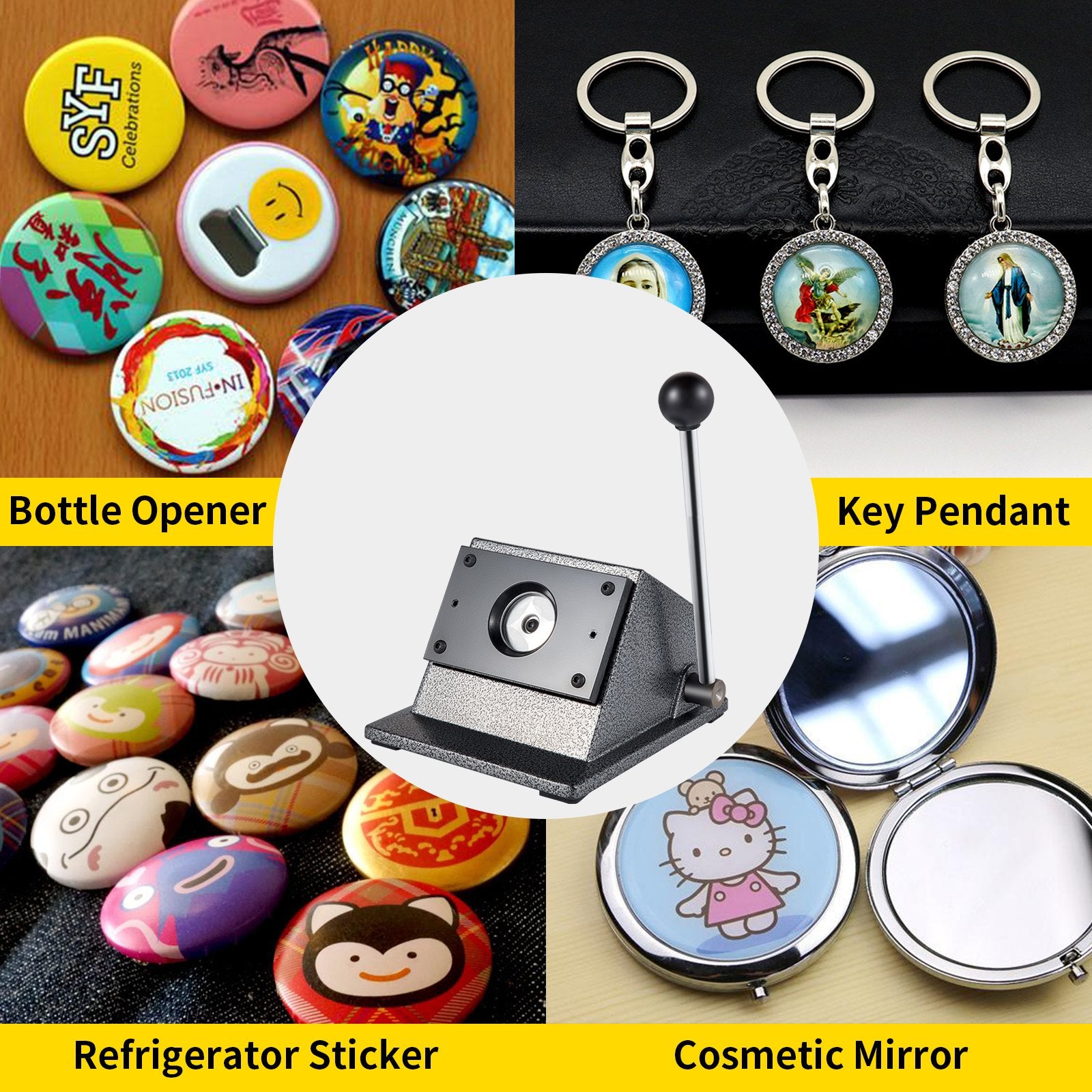 Heavy-Duty 44mm Round Punch Die Cutter with Carbon Steel Blade for Effortless Badge Making – Cast Iron Manual Press, Ergonomic Design