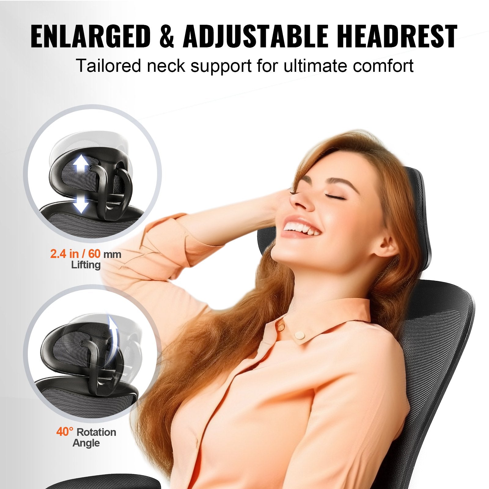 Ergonomic Office Chair with Adjustable Lumbar Support, High Back, 2D Armrest, Headrest for Home Office, Computer Desk Chair, 286 lbs Capacity