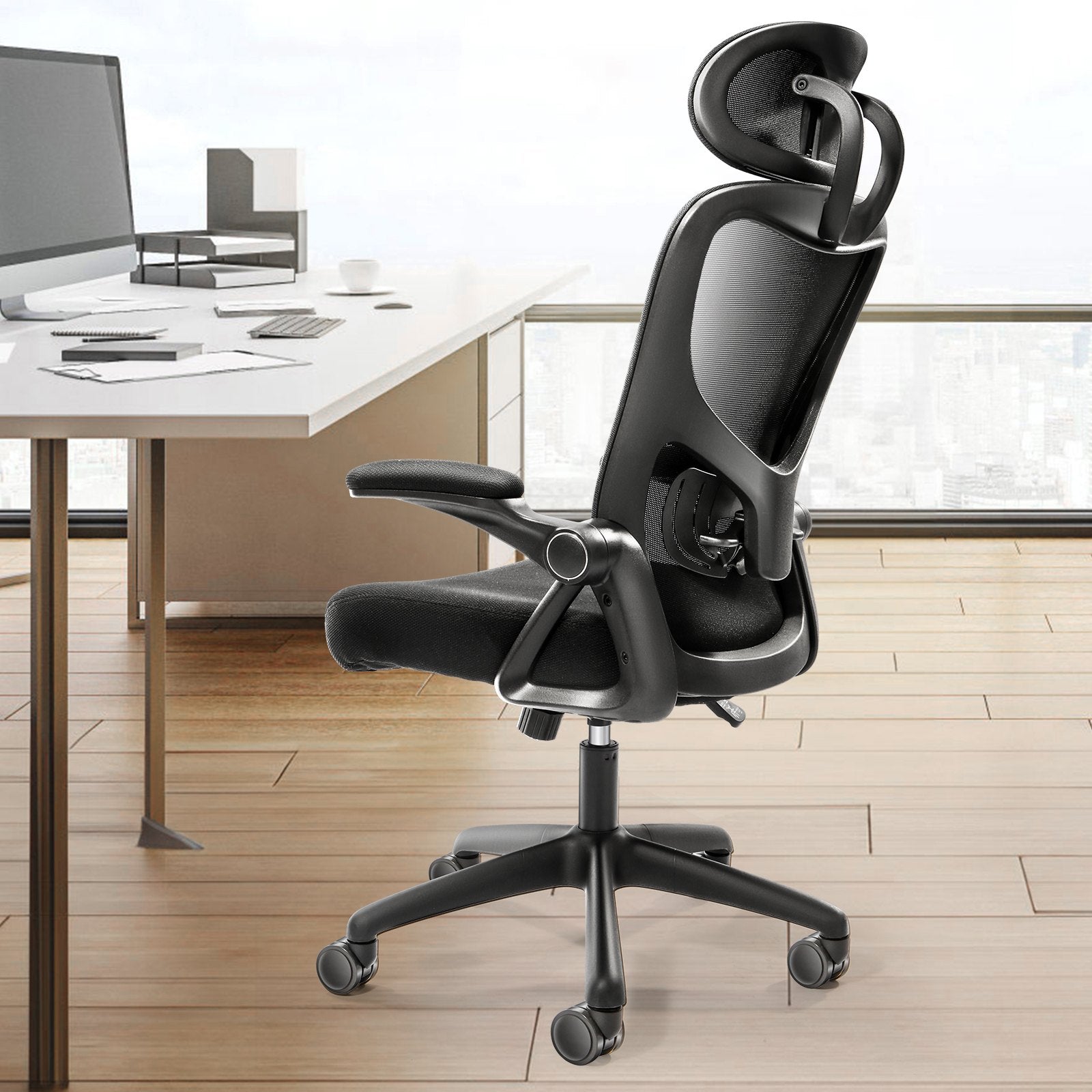 Ergonomic Office Chair with Adjustable Lumbar Support, High Back, 2D Armrest, Headrest for Home Office, Computer Desk Chair, 286 lbs Capacity