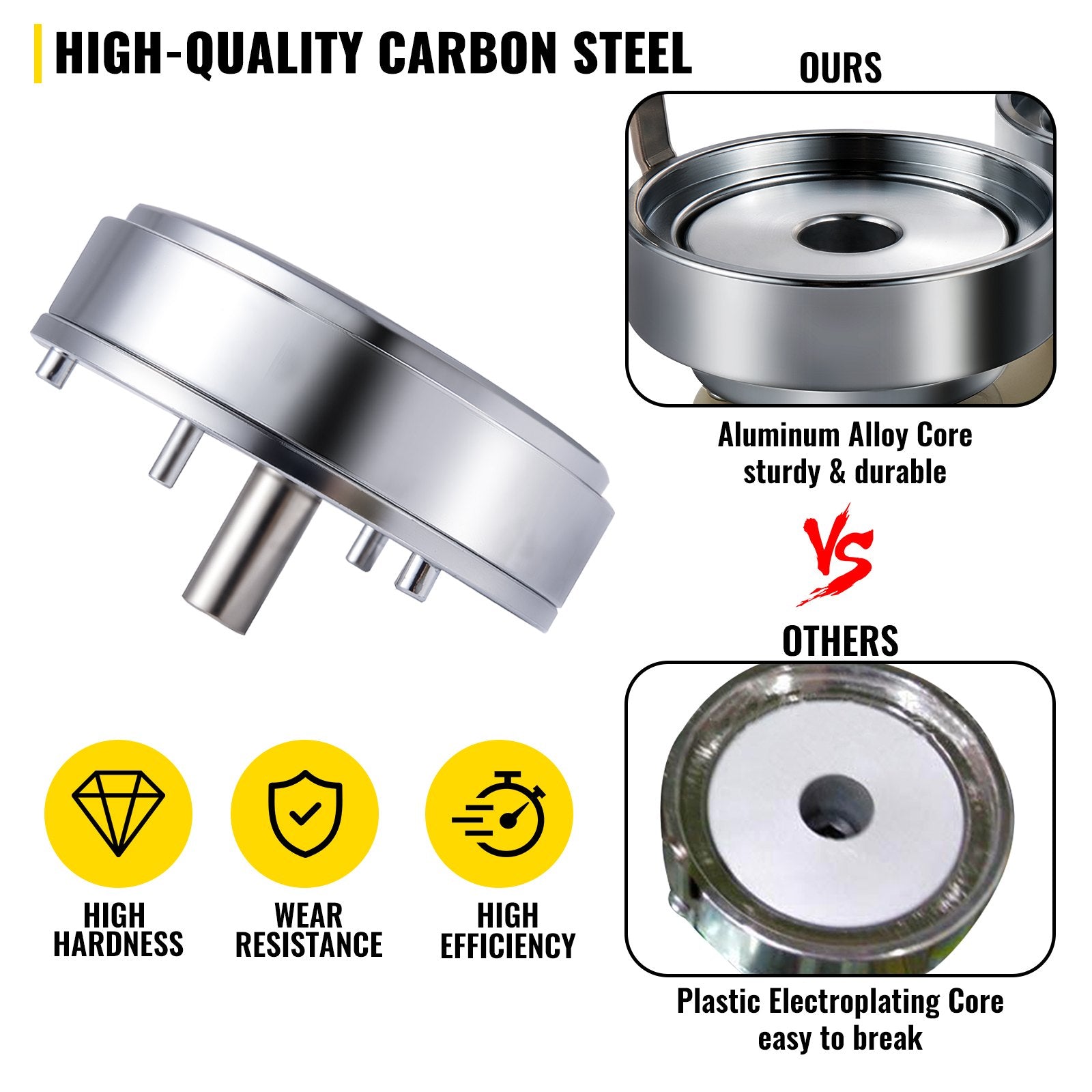 2-1/4 inch Round Badge Punching Die, Carbon Steel & Aluminum Core for DIY Logo Badges, Compatible with RED Button Maker Machine, Easy Assembly