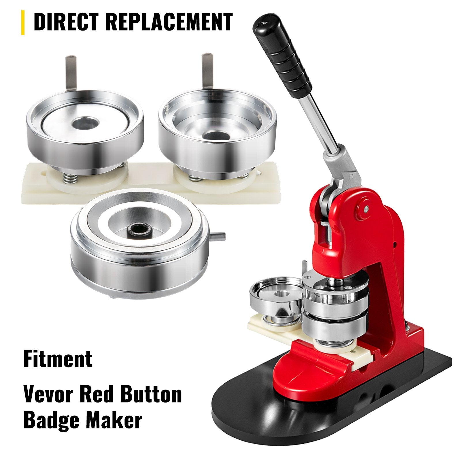 2-1/4 inch Round Badge Punching Die, Carbon Steel & Aluminum Core for DIY Logo Badges, Compatible with RED Button Maker Machine, Easy Assembly