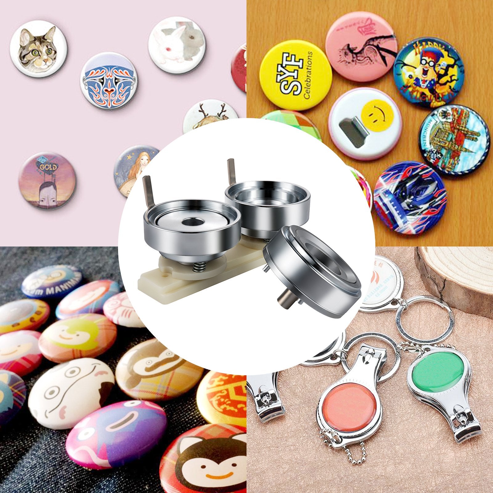 2-1/4 inch Round Badge Punching Die, Carbon Steel & Aluminum Core for DIY Logo Badges, Compatible with RED Button Maker Machine, Easy Assembly