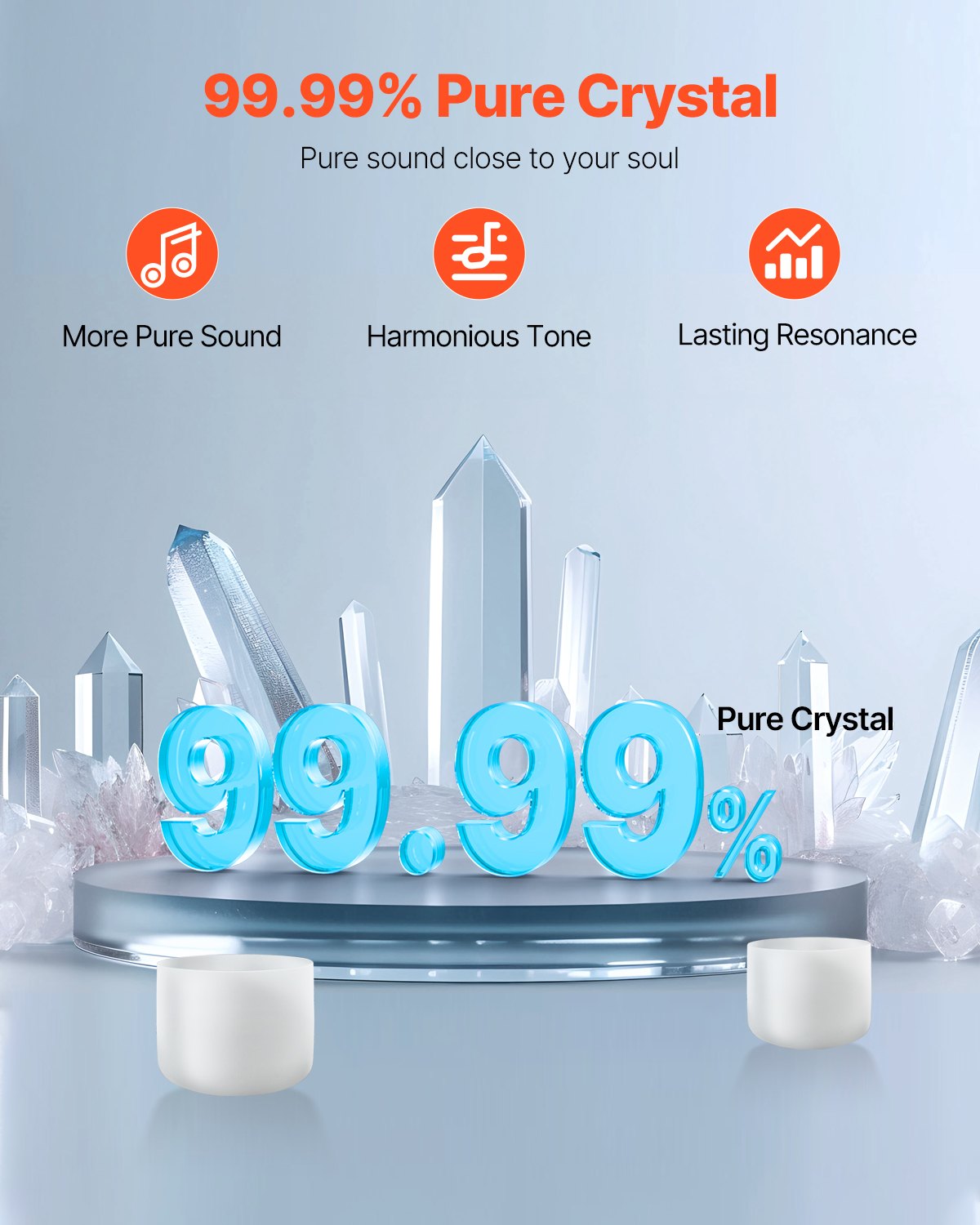 8-Inch Frosted Quartz Crystal Singing Bowl - F Note Heart Chakra Sound Healing Set for Meditation, Yoga, and Relaxation with Mallet & O-Ring