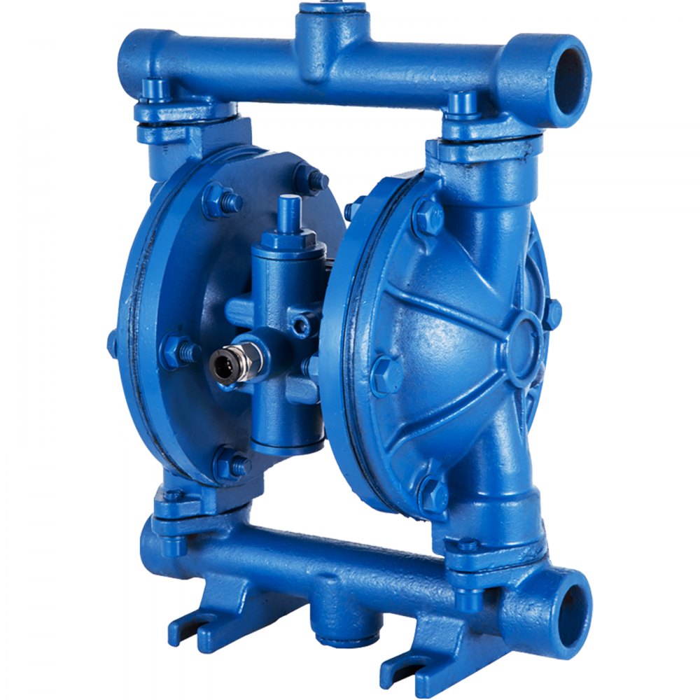 Heavy-Duty Pneumatic Double Diaphragm Pump with Cast Iron Body, 1/2" Inlet/Outlet, 8.8 GPM, 120 PSI for Petroleum and Low Viscosity Fluids