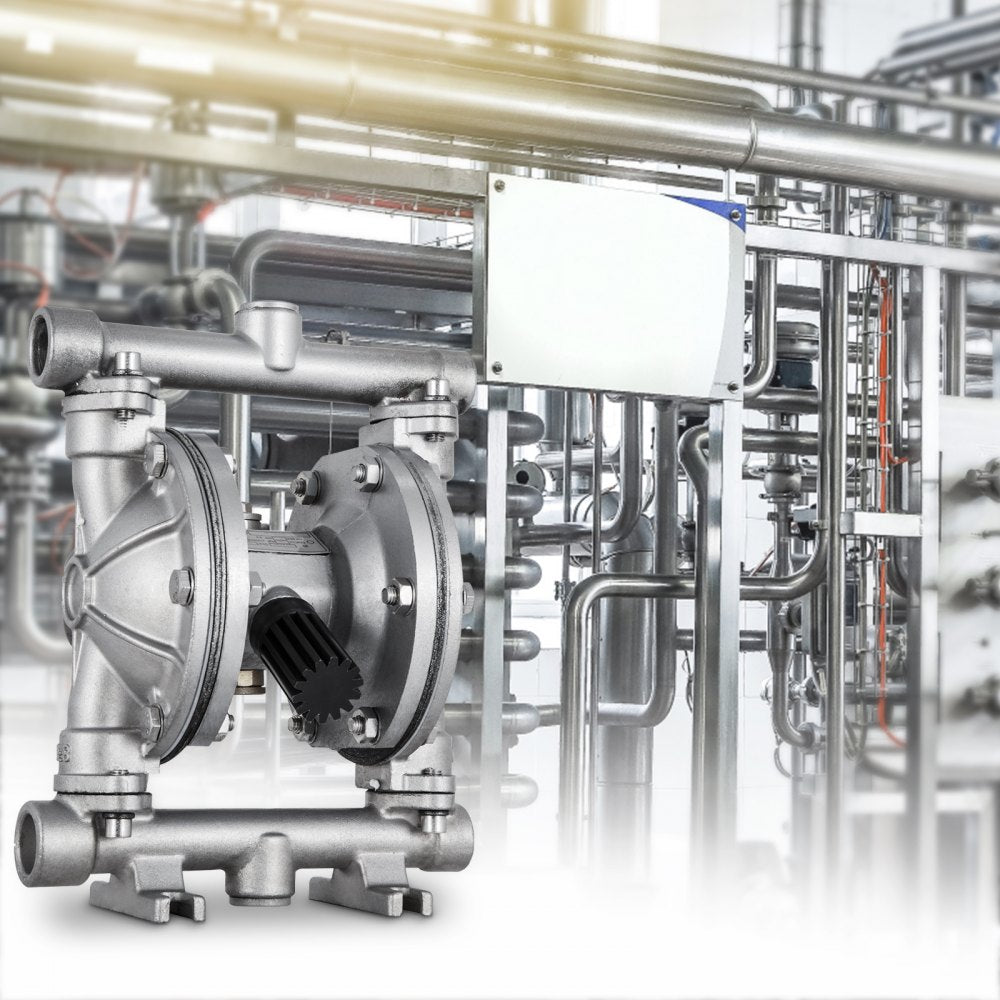 High-Performance Stainless Steel Air-Operated Diaphragm Pump for Chemical Applications, 12 GPM, 115 PSI, Featuring 1/2" Inlet & Outlet