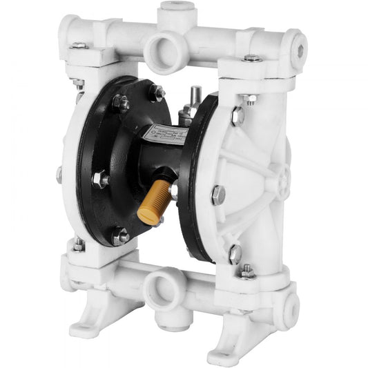 VEVOR Air-Operated Double Diaphragm Pump 1/2 Inch Inlet Outlet Polypropylene 13 GPM Max 100PSI,Nitrile Corrosion-Proof Diaphragm Air Pump for Chemical Industrial Use,QBY-15PP