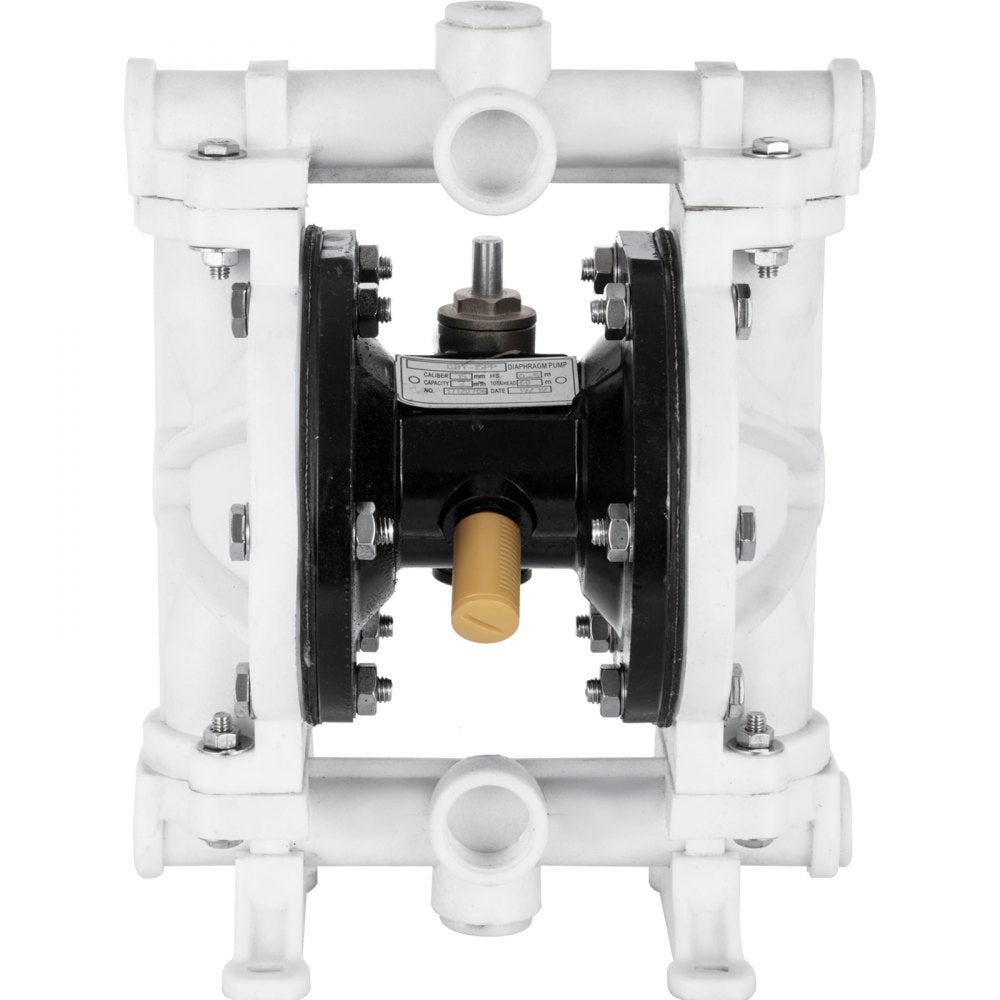 1/2 Inch Inlet Outlet Polypropylene Air-Operated Diaphragm Pump for Chemical Industries, 13 GPM Max Flow, 100 PSI, Nitrile Corrosion-Resistant Design