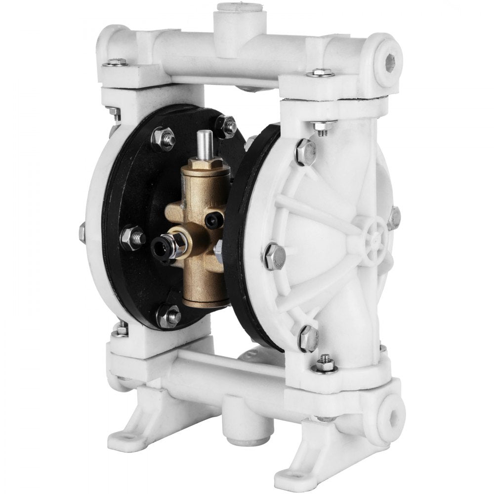 1/2 Inch Inlet Outlet Polypropylene Air-Operated Diaphragm Pump for Chemical Industries, 13 GPM Max Flow, 100 PSI, Nitrile Corrosion-Resistant Design