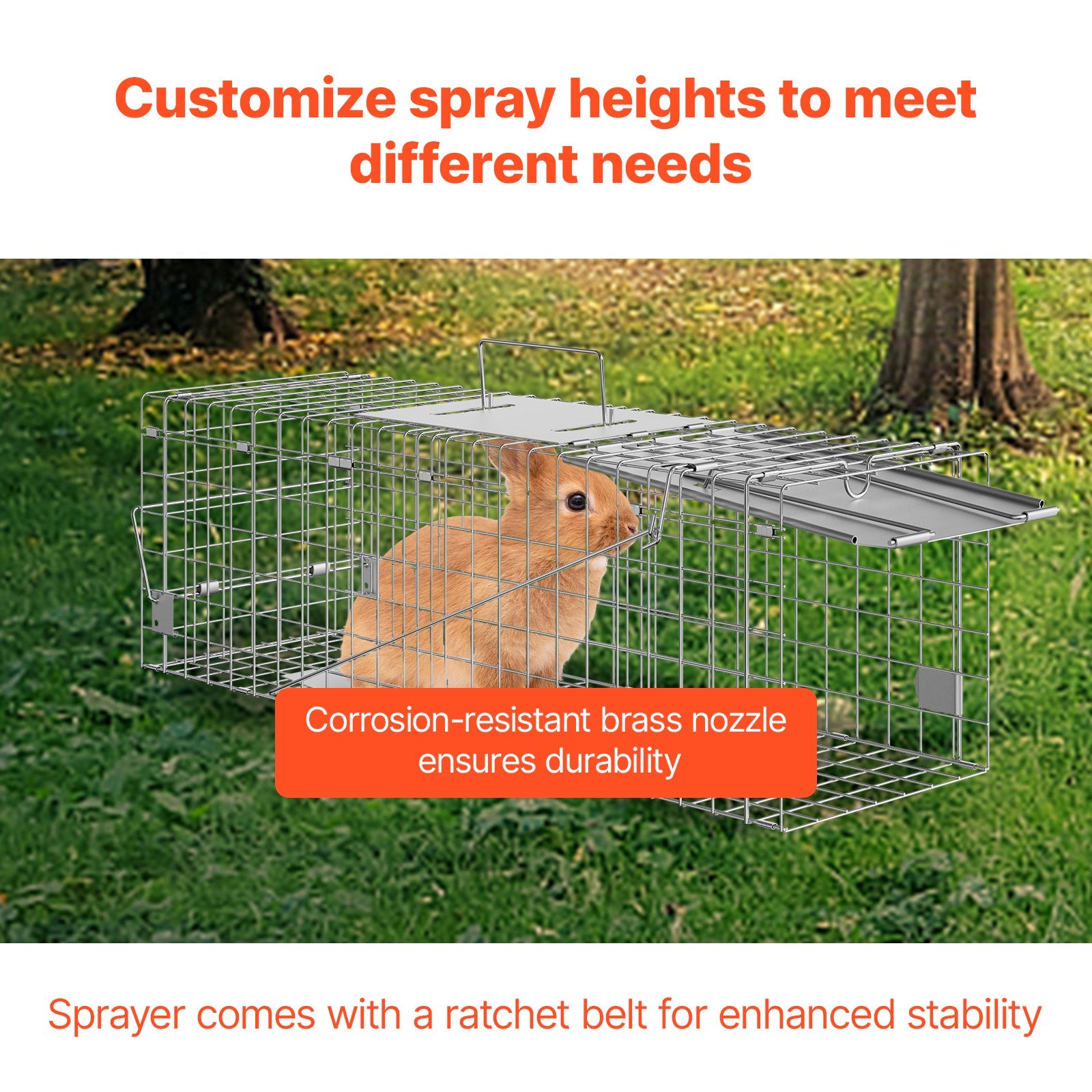 Humane Folding Animal Cage Trap 24"x8"x8" for Cats, Rabbits, Squirrels, Raccoons, Durable Galvanized Iron with Handle, Easy Setup