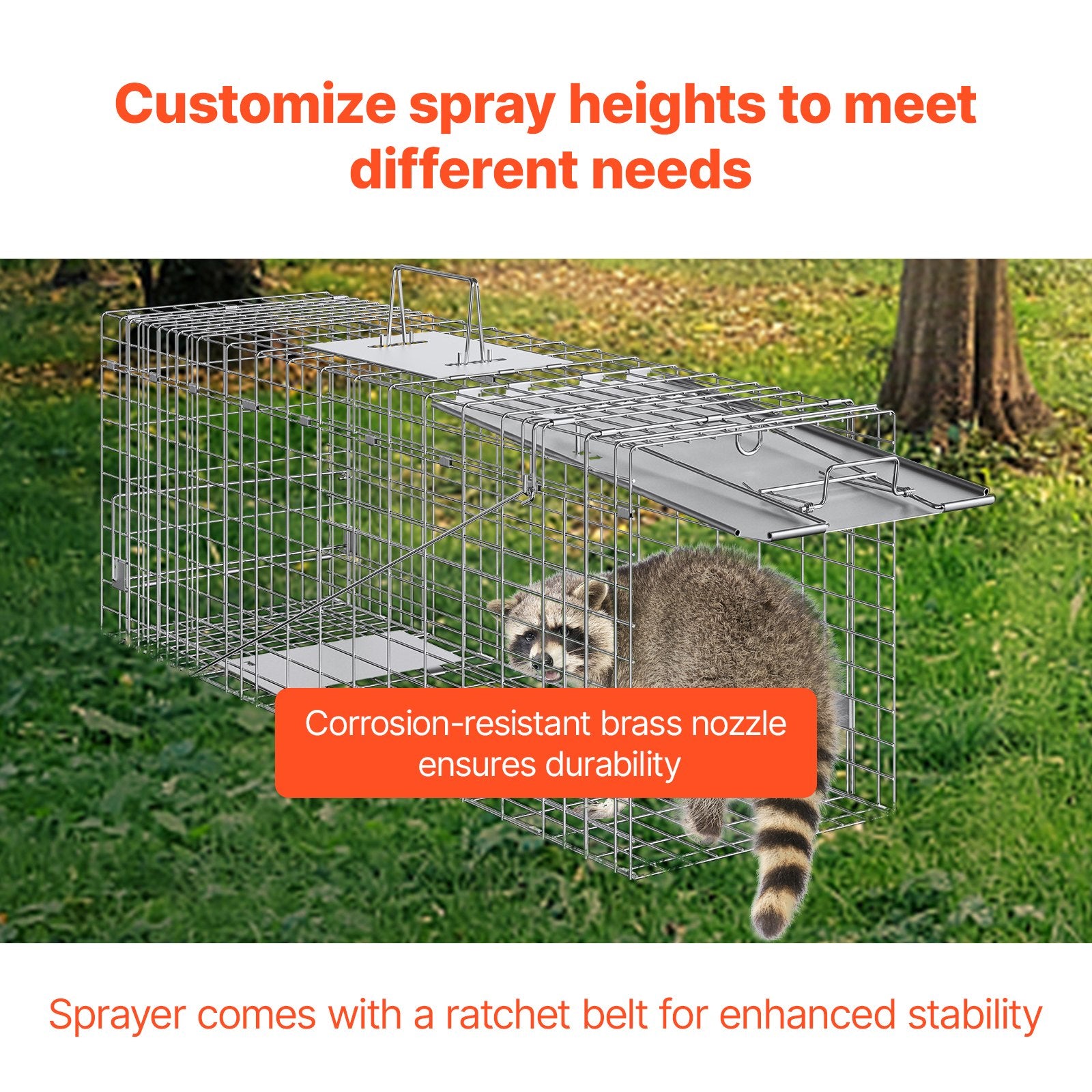 Humane Folding Live Animal Cage Trap 31"x10"x12" for Cats, Rabbits, Squirrels, Raccoons, Groundhogs - Durable Galvanized Iron Design