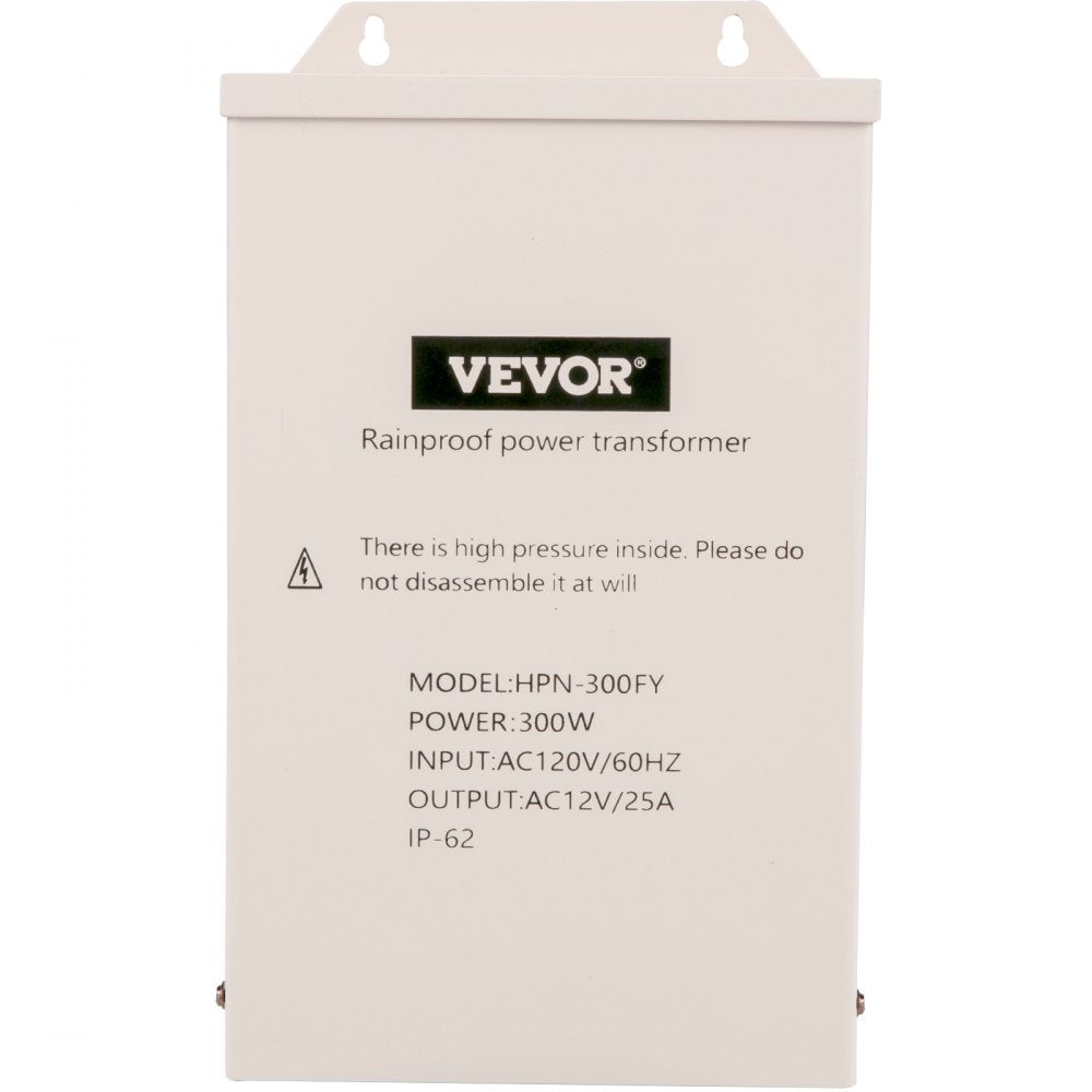 VEVOR Pool Light Transformer, 300 Watt Outdoor Landscape Lighting Transformer, 12V AC Pool Light Transformer, Pool/Spa/Landscape Lighting, Spotlight, Pathway Light, LED Compatible, Weatherproof
