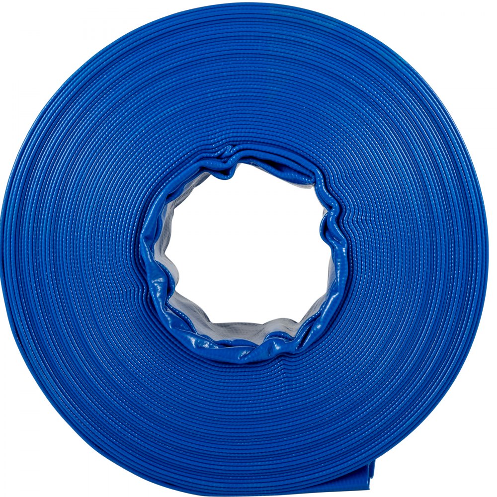 1.5 Inch x 105 Feet PVC Lay Flat Discharge and Backwash Drain Hose with Clamp