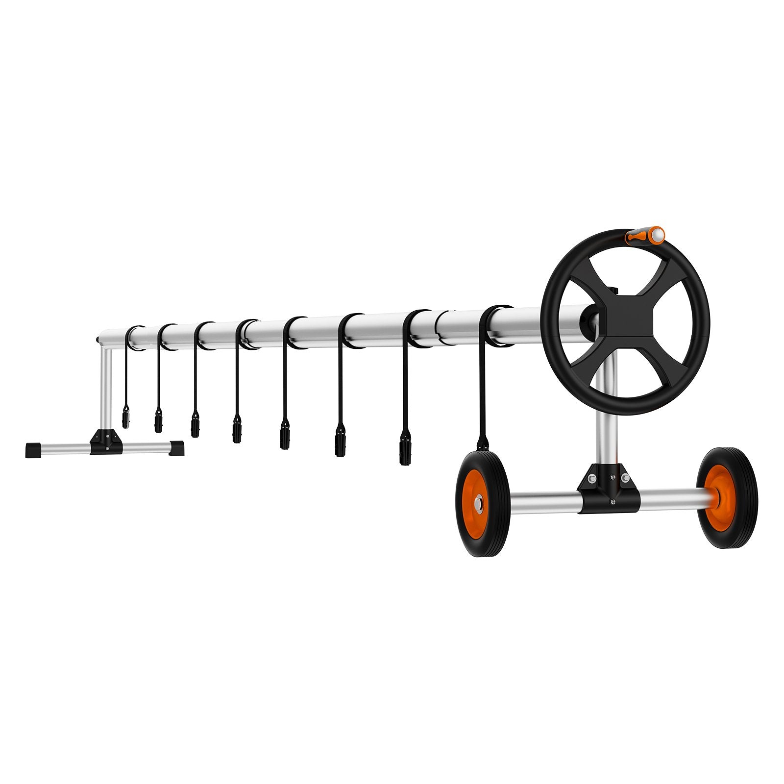 Aluminum Solar Pool Cover Reel with Rubber Wheels & Sandbags, Fits 4-18 ft Inground Pools - Easy Installation, Durable & Versatile Roller System