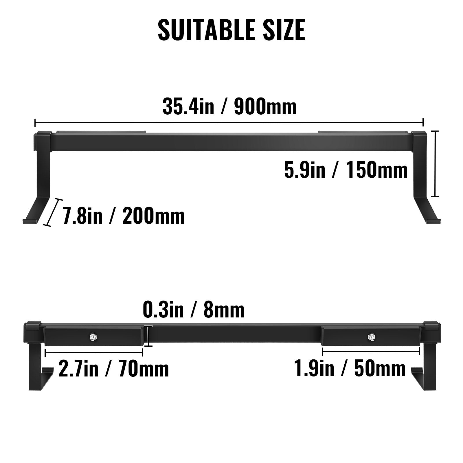 Heavy-Duty Black Window Box Hanger Bracket - 88lbs Capacity, 35.4"x7.8"x5.9" Iron Planter Mount for Flower Boxes, Durable & Easy to Install