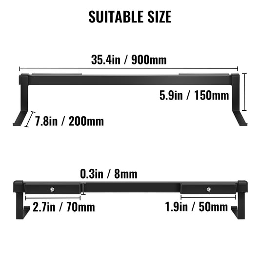 Heavy-Duty Black Window Box Hanger Bracket - 88lbs Capacity, 35.4"x7.8"x5.9" Iron Planter Mount for Flower Boxes, Durable & Easy to Install