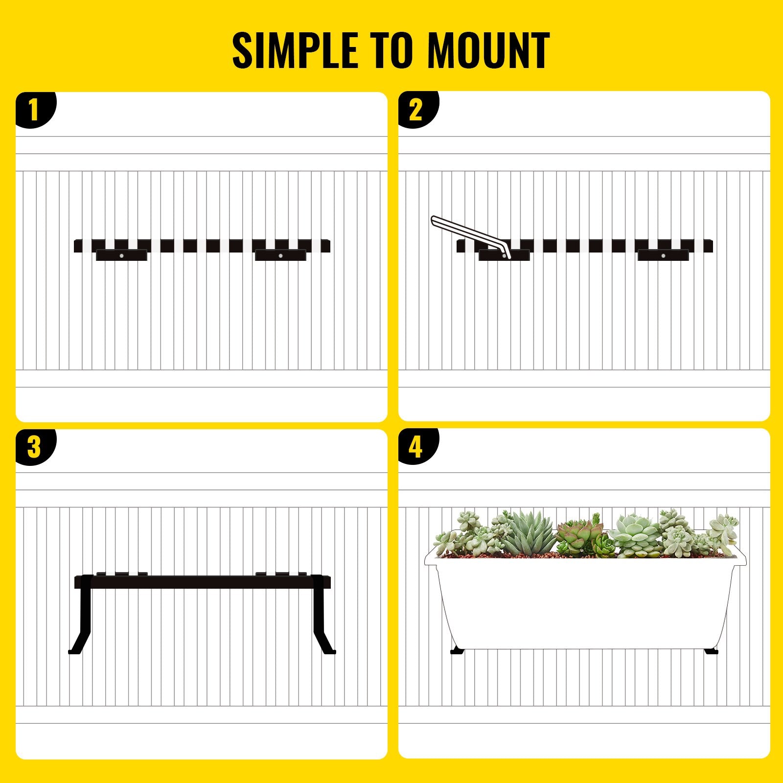 Heavy-Duty Black Window Box Hanger Bracket - 88lbs Capacity, 35.4"x7.8"x5.9" Iron Planter Mount for Flower Boxes, Durable & Easy to Install