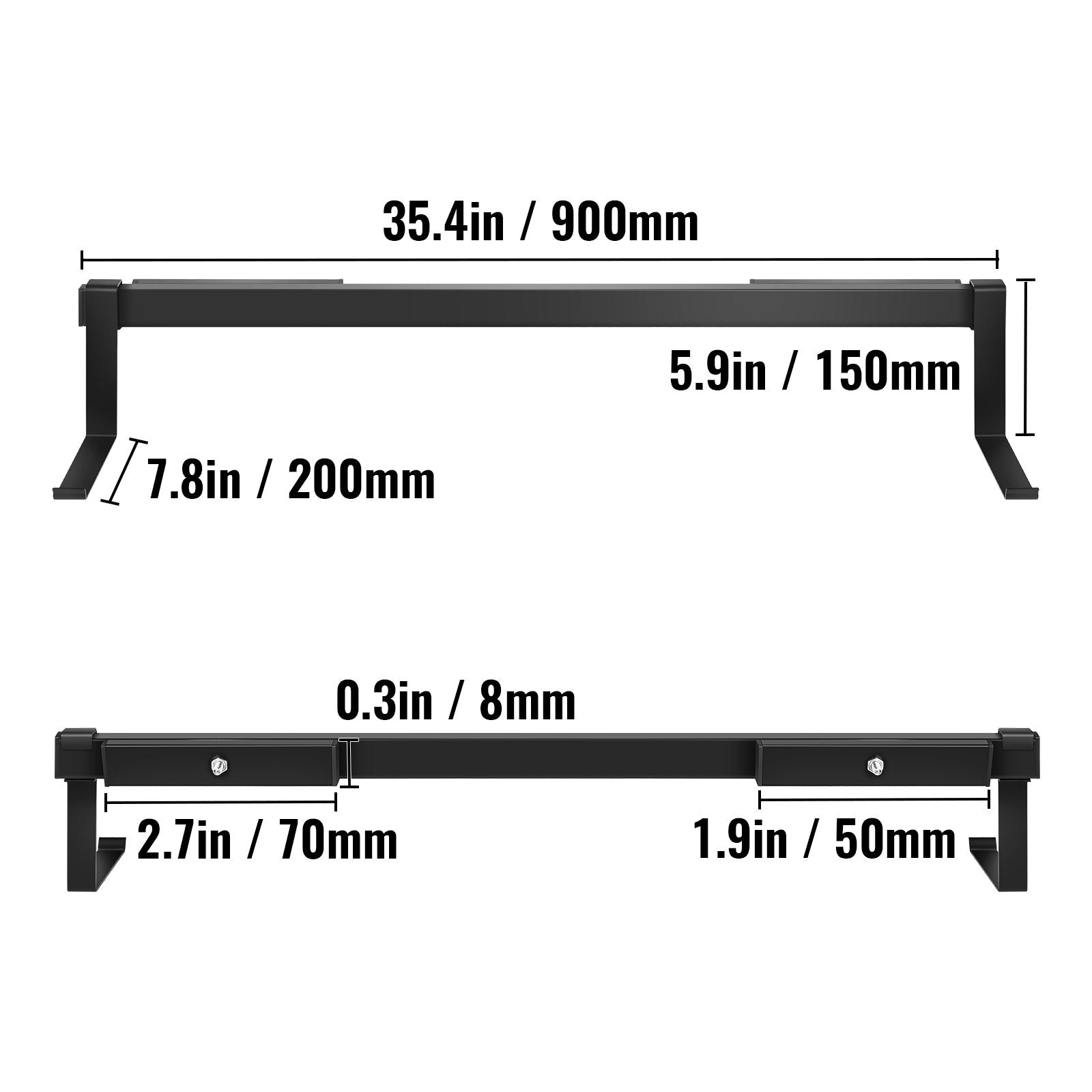 Heavy-Duty Black Window Box Hanger Bracket - 88lbs Capacity, 35.4"x7.8"x5.9" Iron Planter Mount for Flower Boxes, Durable & Easy to Install
