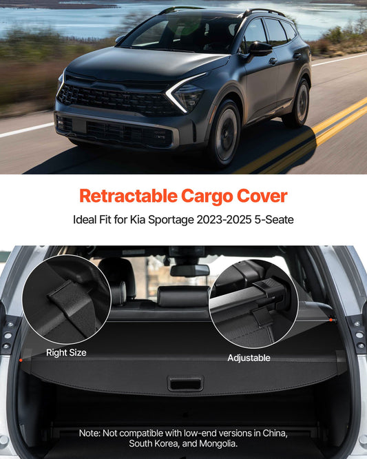 Premium Leather Retractable Cargo Cover for Kia Sportage 2023-2025, Anti-Peeping Privacy Shield, Easy Install Security Shade, Car Accessories