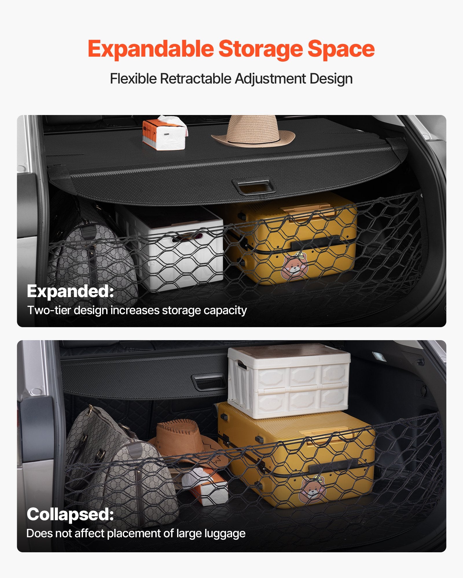 Upgraded Hyundai Tucson 2021-2025 Retractable Cargo Cover: Anti-Peeping Carbon Fiber Privacy Shield & Easy Install Security Shade with Net