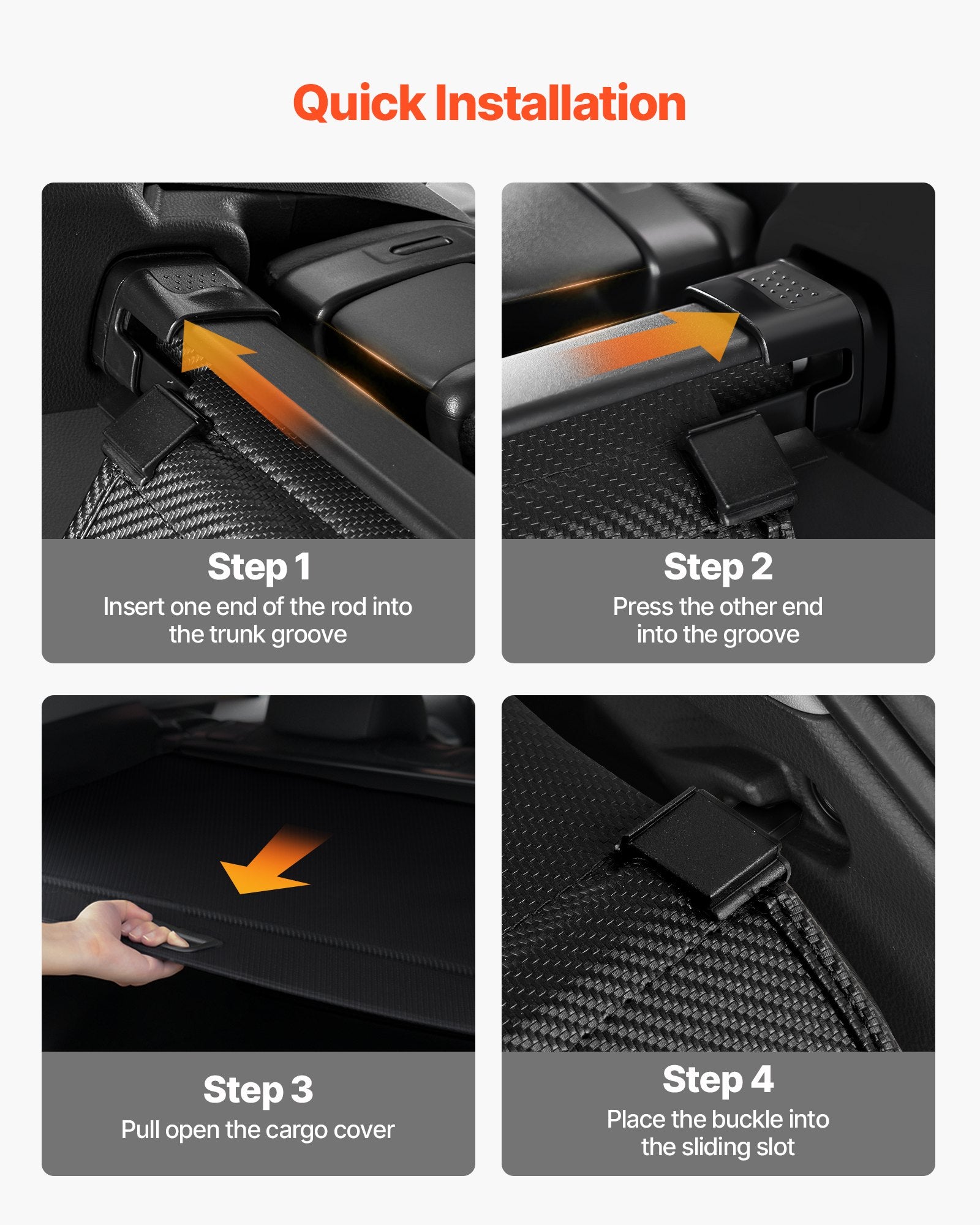 Upgraded Retractable Cargo Cover for Toyota RAV4 2019-2025 - Carbon Fiber Texture, Anti-Peeping, Easy Install, Security Trunk Shield