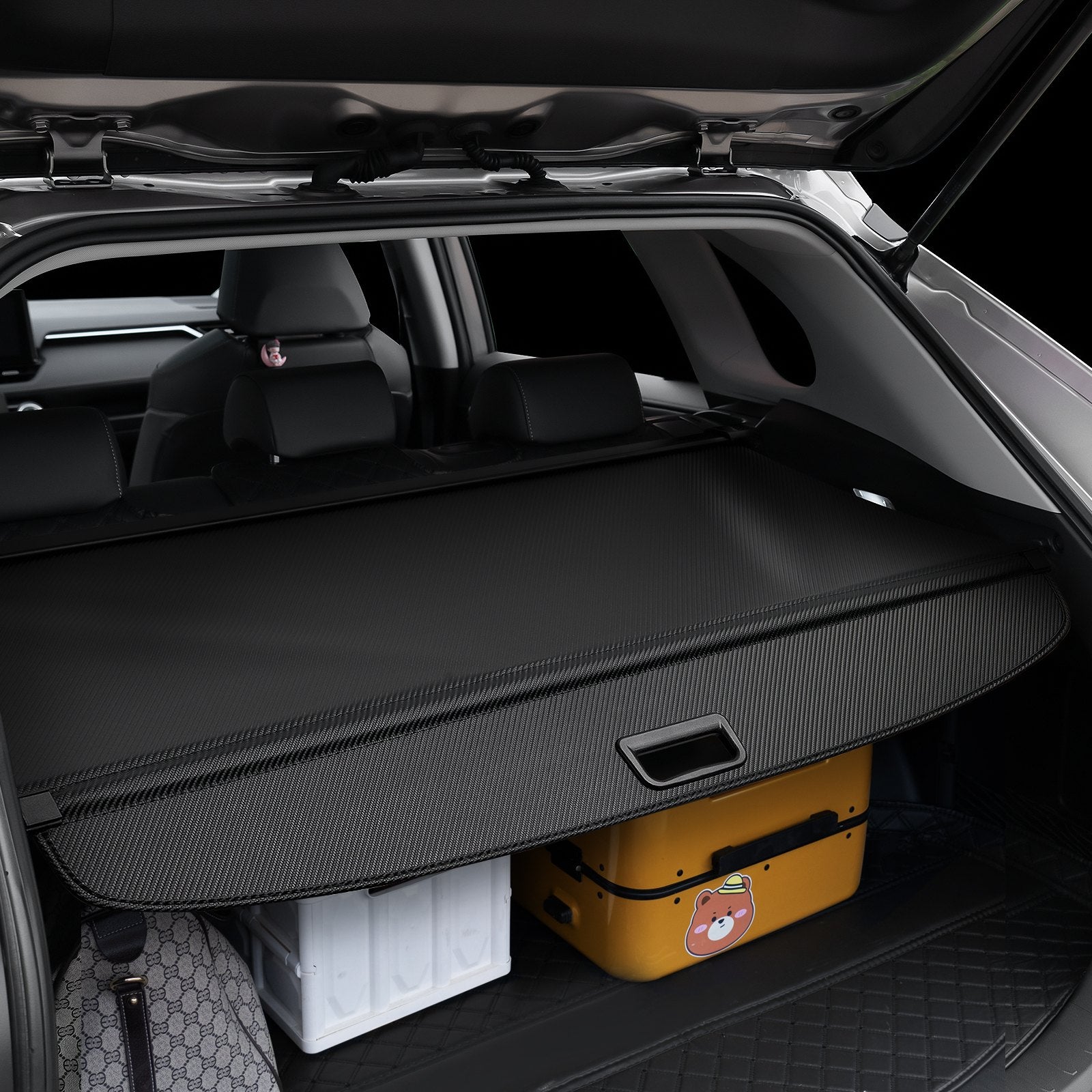 Upgraded Retractable Cargo Cover for Toyota RAV4 2019-2025 - Carbon Fiber Texture, Anti-Peeping, Easy Install, Security Trunk Shield