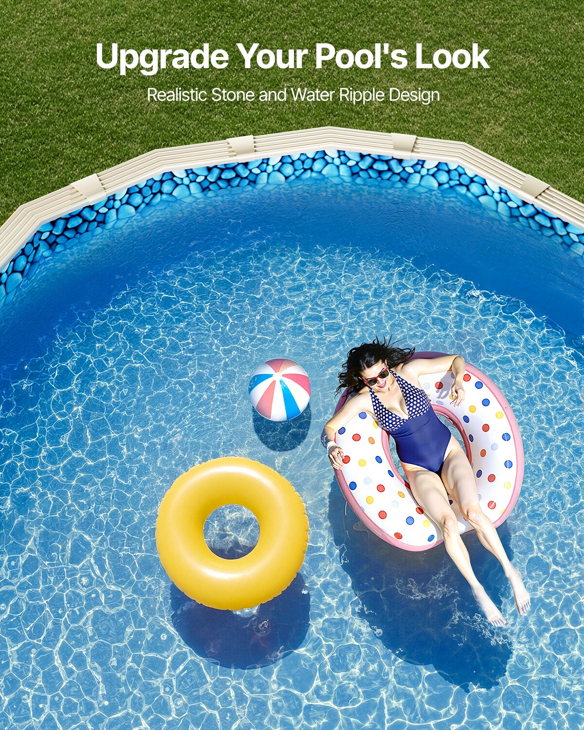 Durable 18x33ft Oval Overlap Pool Liner for Above Ground Pools, Fits 48-54in Wall, Tear-Resistant Vinyl, Beautiful Pattern, Premium Quality