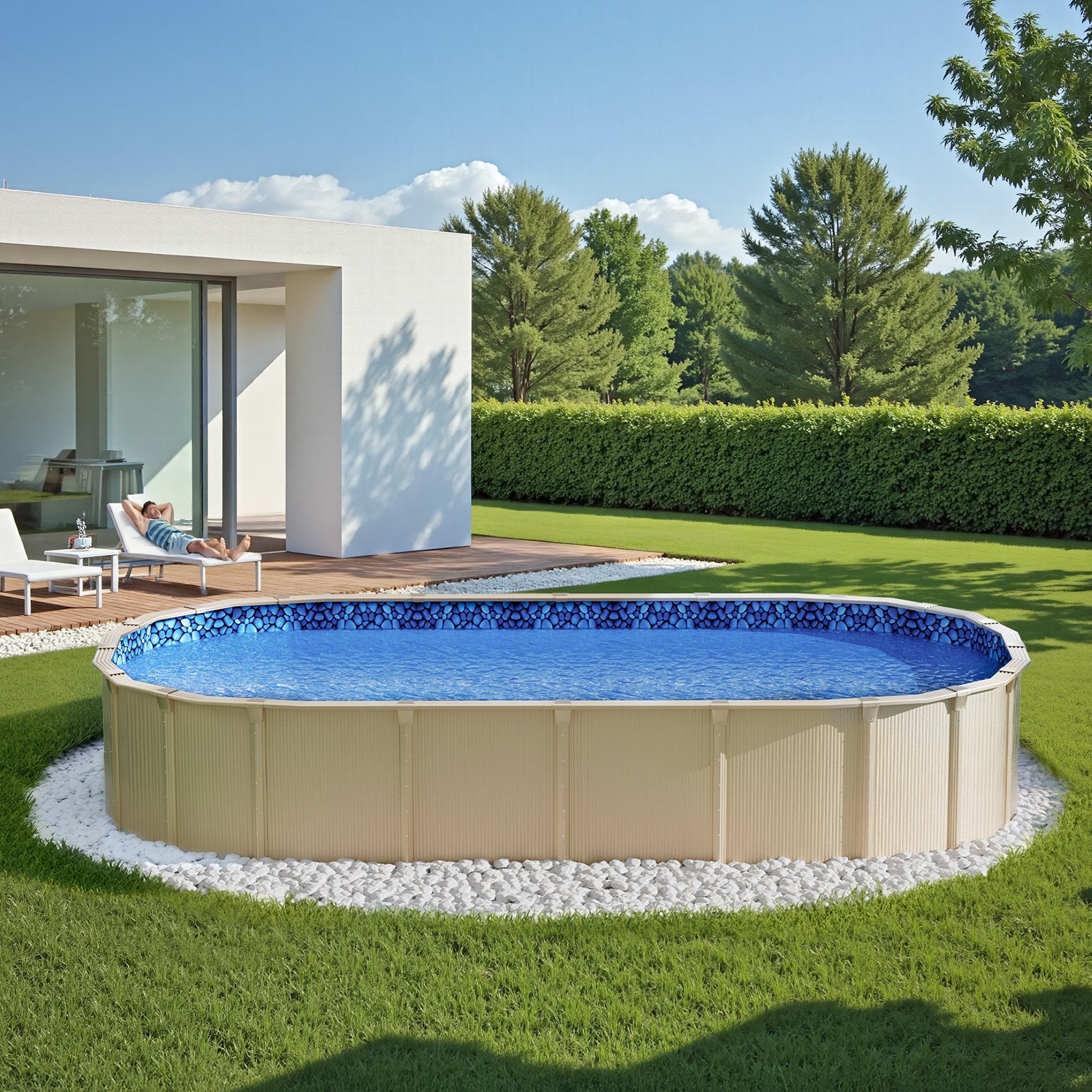 Durable 18x33ft Oval Overlap Pool Liner for Above Ground Pools, Fits 48-54in Wall, Tear-Resistant Vinyl, Beautiful Pattern, Premium Quality