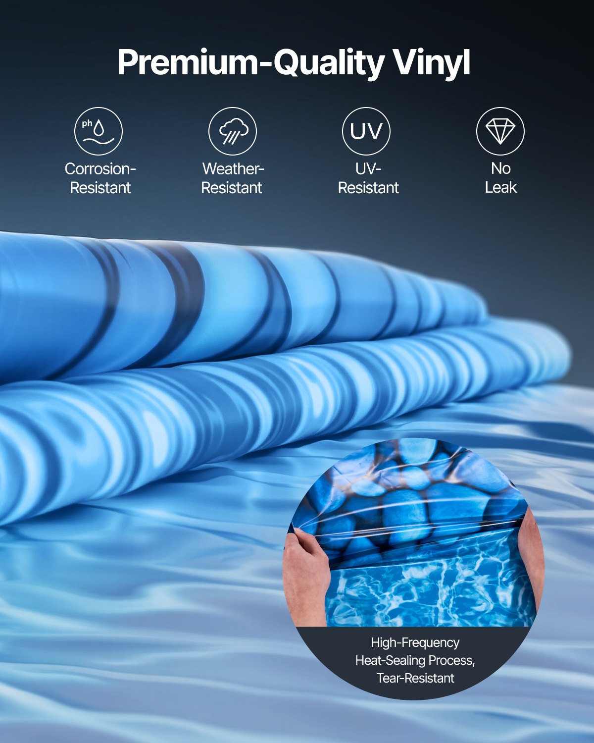 Oval Unibead Pool Liner 18x33 ft - Premium Vinyl, Durable, Tear-Resistant, Weather-Proof, 52" Wall, Above Ground, Standard Gauge