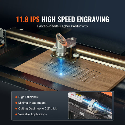 Enhanced 40W CO2 Laser Engraver Cutter, 12x8" Workspace, Water-Cooled, CorelDRAW Compatible for Wood, Acrylic, Fabric Crafting