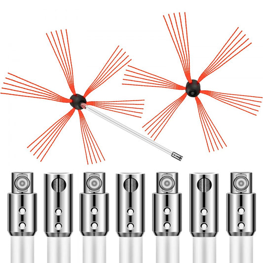 VEVOR Chimney Sweep Kit 23FT Chimney Cleaning Kit Nylon Sooteater Chimney Cleaning Kit Flexible Brush Head Chimney Sweeping Kit Easy Connecting Chimney Brush with 7 White Rods