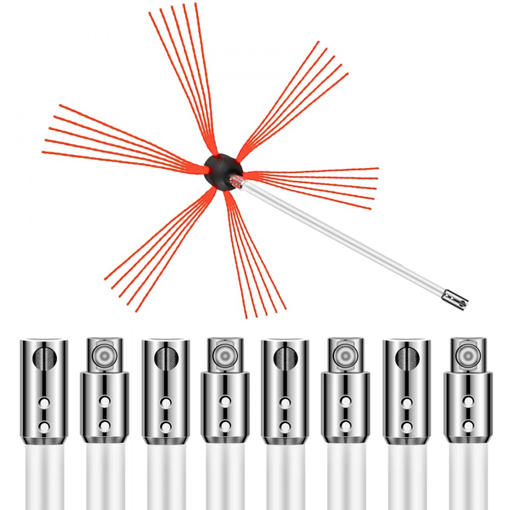 29.5FT Chimney Cleaner Sweep Kit Cleaning System Rotary Brush Rod Fireplace 9m